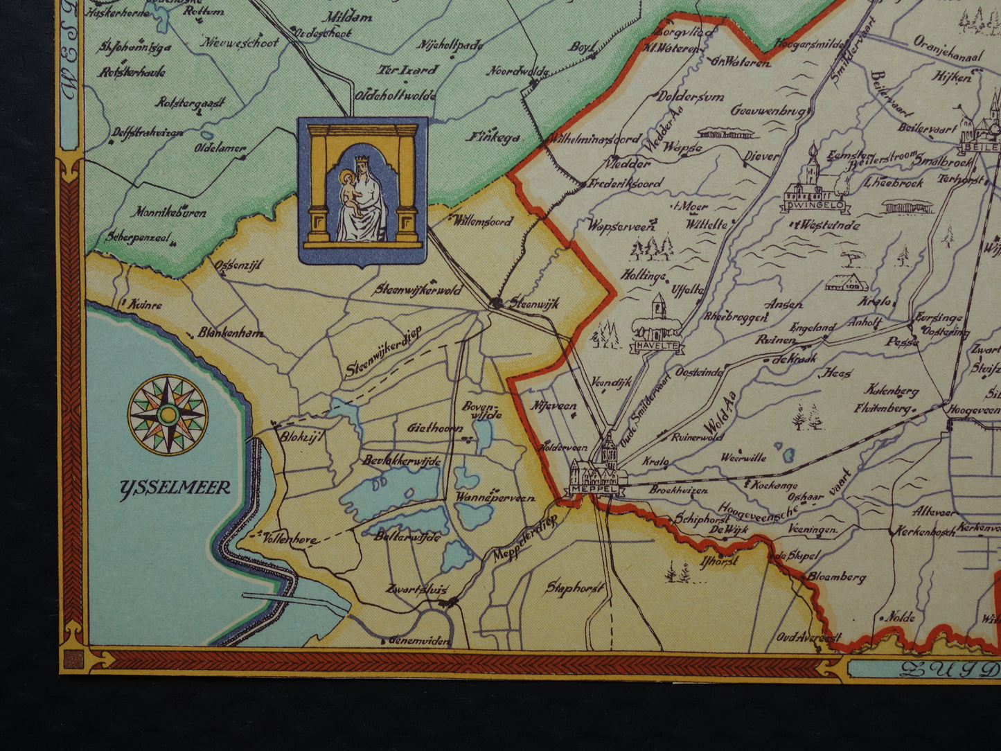 DRENTE Vintage kaart van de provincie Drente uit 1947 Oude historische landkaart
