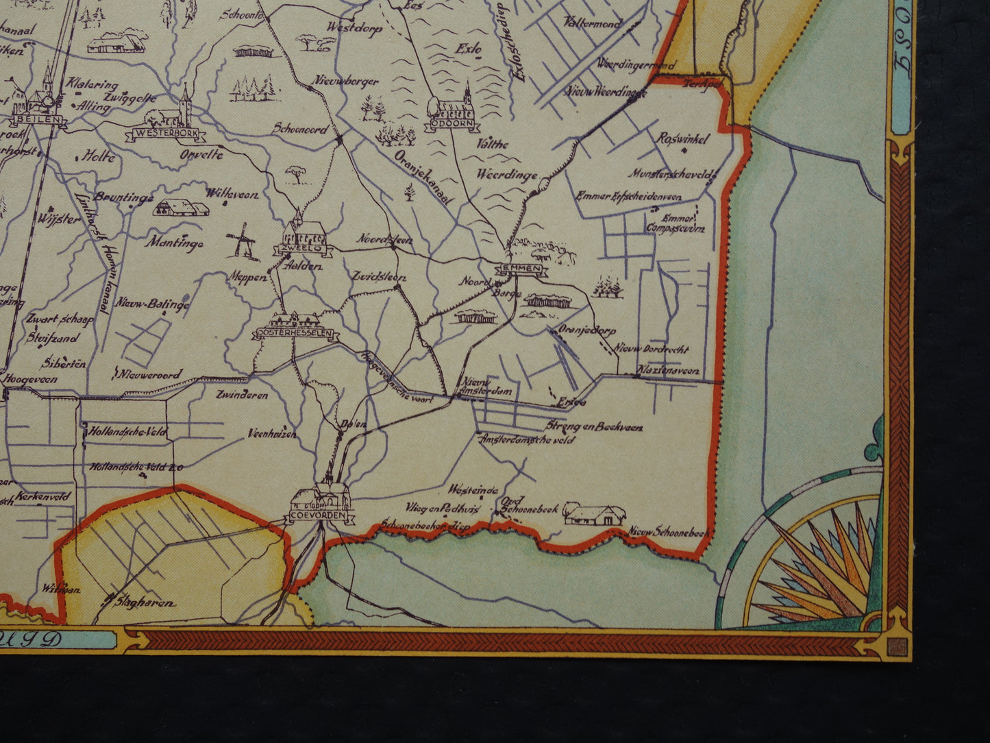 DRENTE Vintage kaart van de provincie Drente uit 1947 Oude historische landkaart