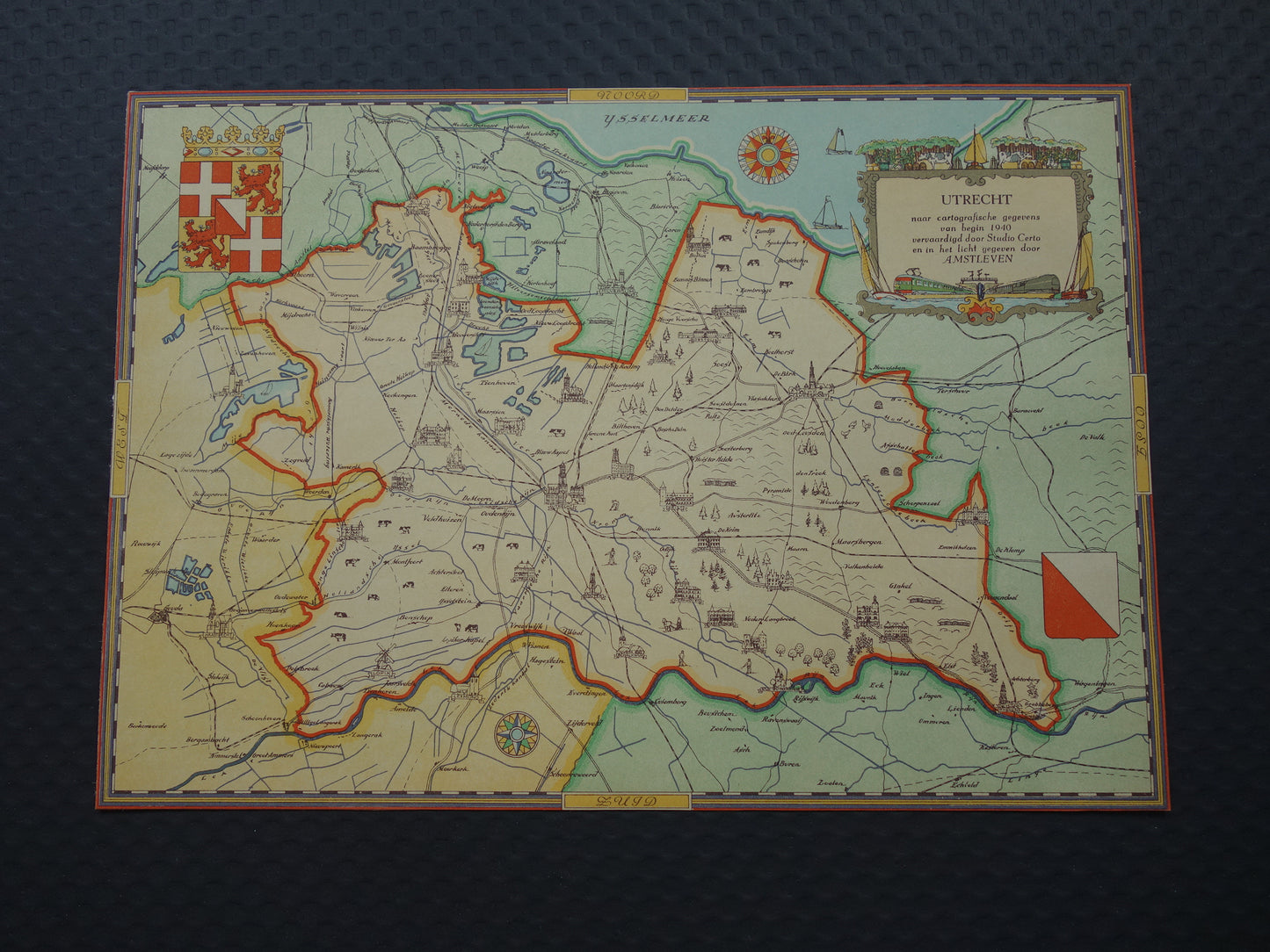UTRECHT Vintage kaart van de provincie Utrecht uit 1947 Oude historische landkaart