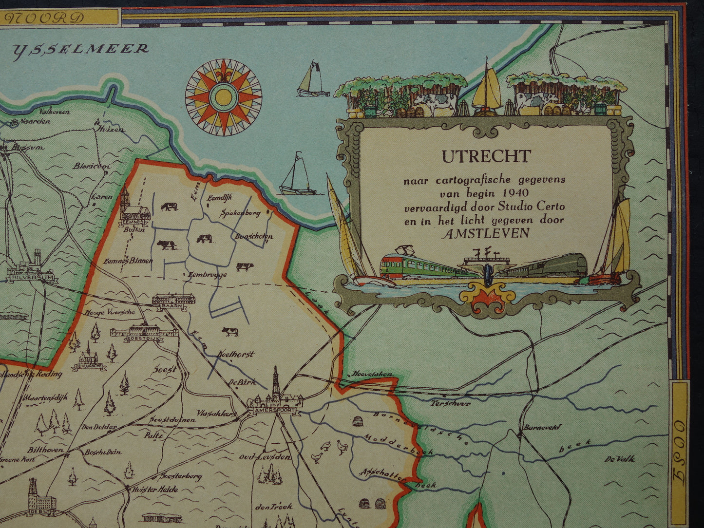 UTRECHT Vintage kaart van de provincie Utrecht uit 1947 Oude historische landkaart