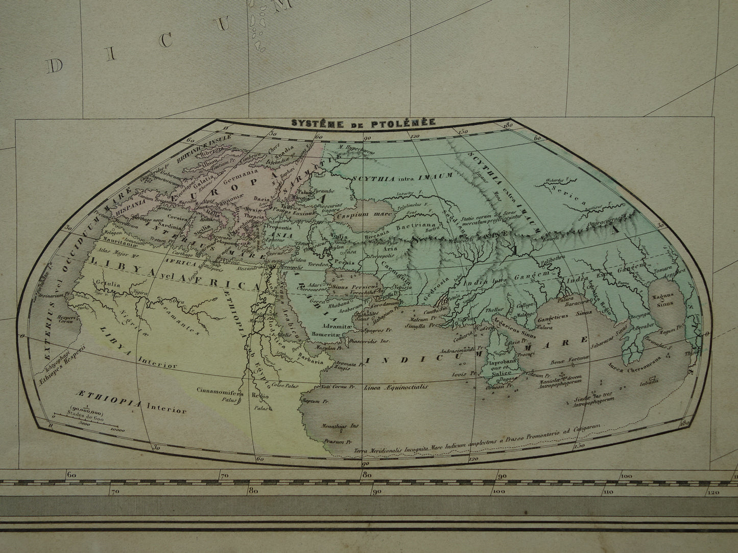 Oude Wereldkaart van Klassieke Oudheid 1880 zeer grote kaart van de wereld Ptolemaeus Herodotus