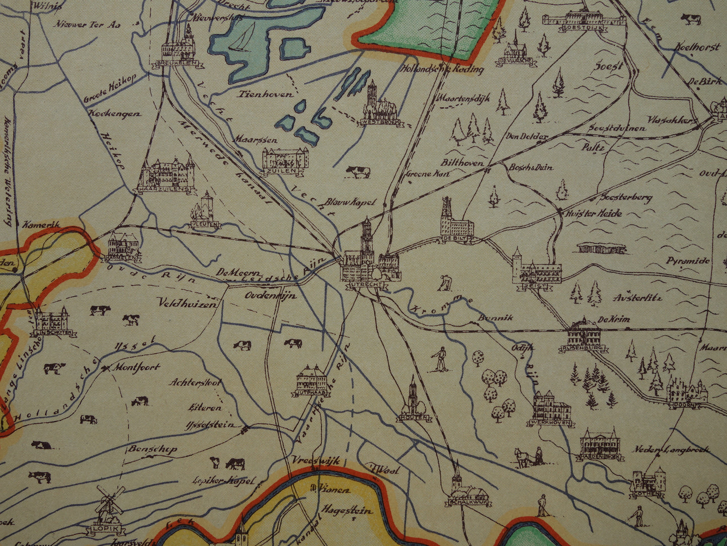 UTRECHT Vintage kaart van de provincie Utrecht uit 1947 Oude historische landkaart