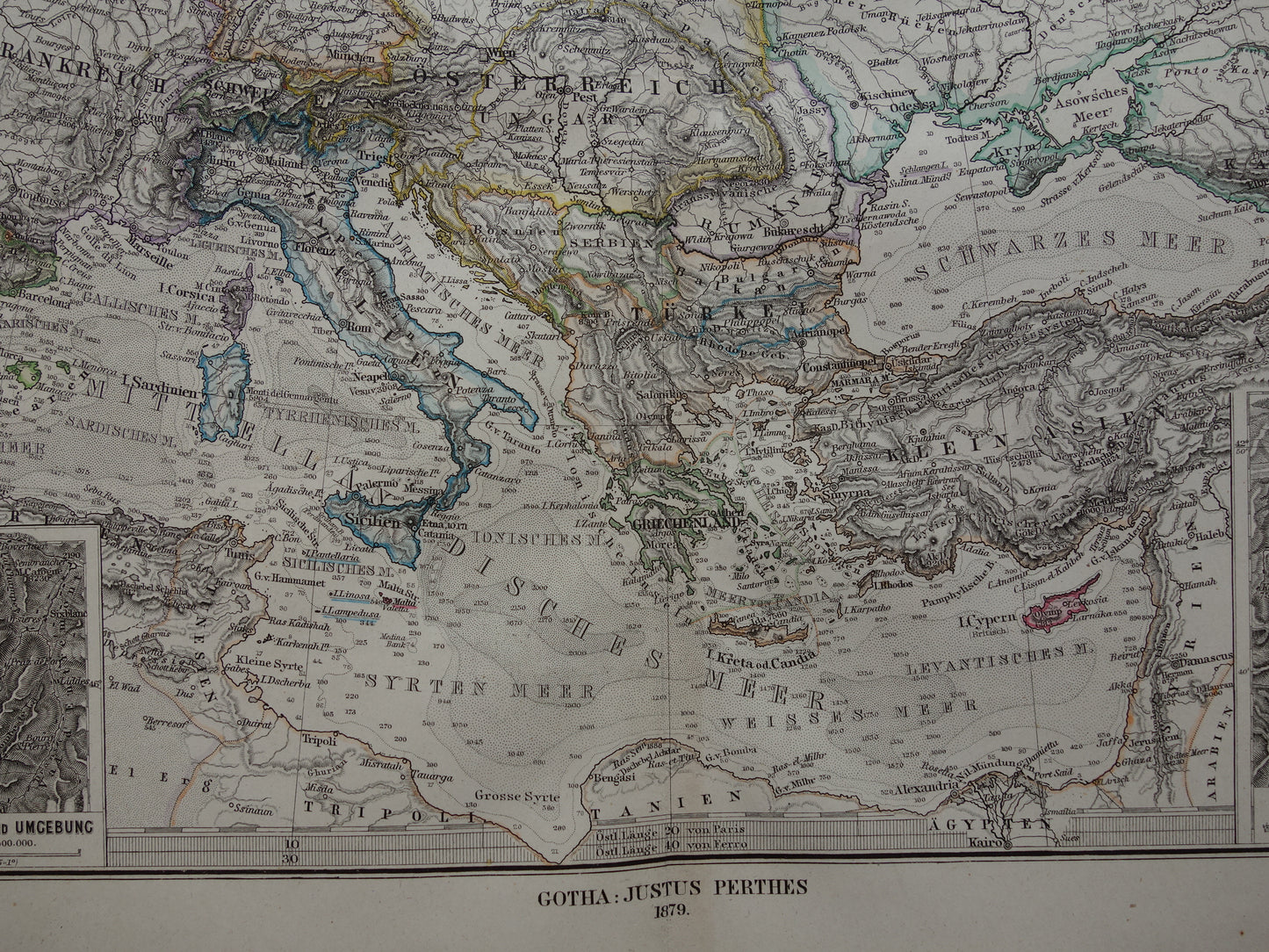 EUROPA oude landkaart van Europa uit 1879 originele antieke Duitse kaart van continent Europa