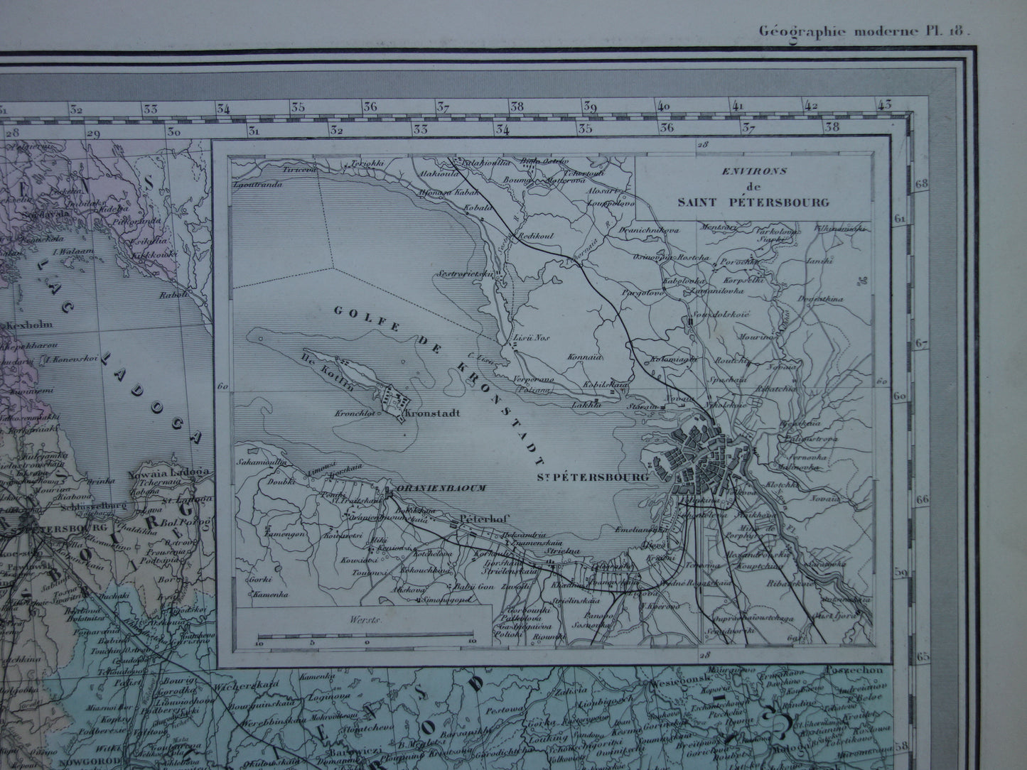 Baltische Staten oude kaart van Europees Rusland 1880 originele antieke landkaart poster Russische Rijk zeer groot formaat
