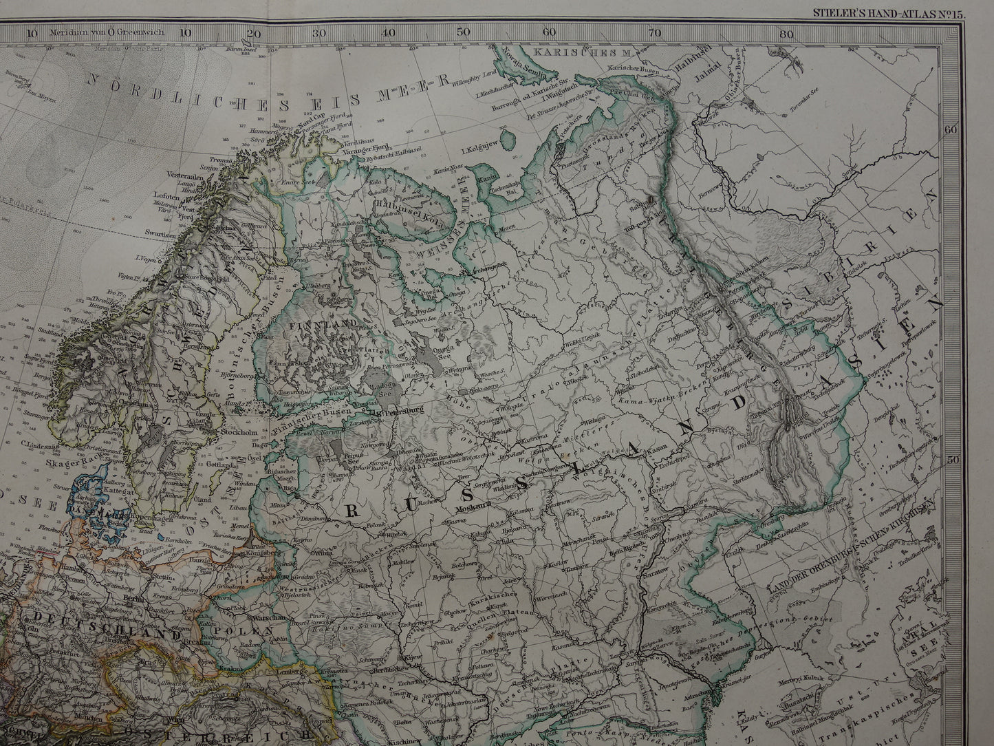 EUROPA oude landkaart van Europa uit 1879 originele antieke Duitse kaart van continent Europa