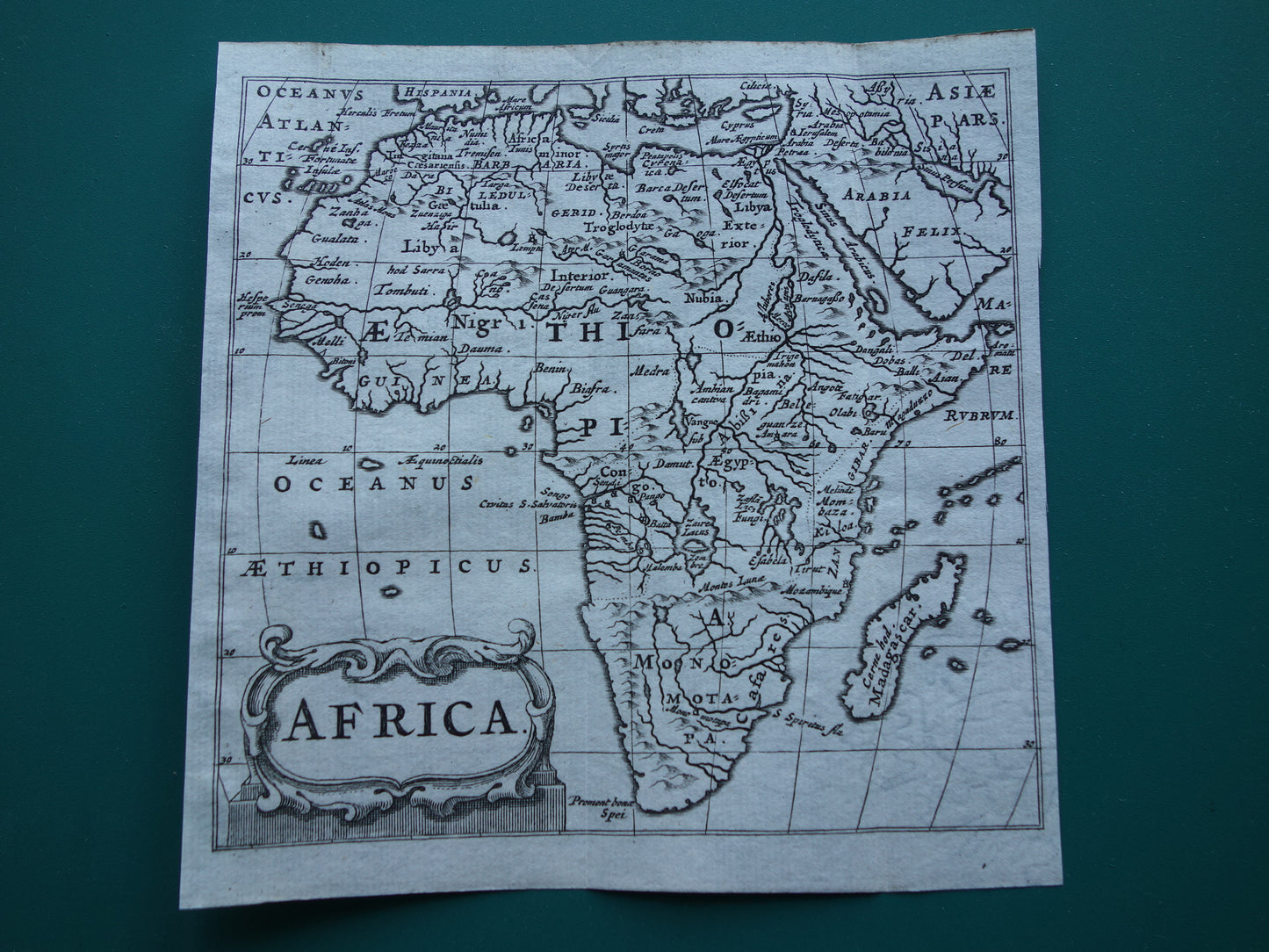 AFRIKA 360+ jaar oude kaart van continent Afrika 1661 originele antieke landkaart klein formaat