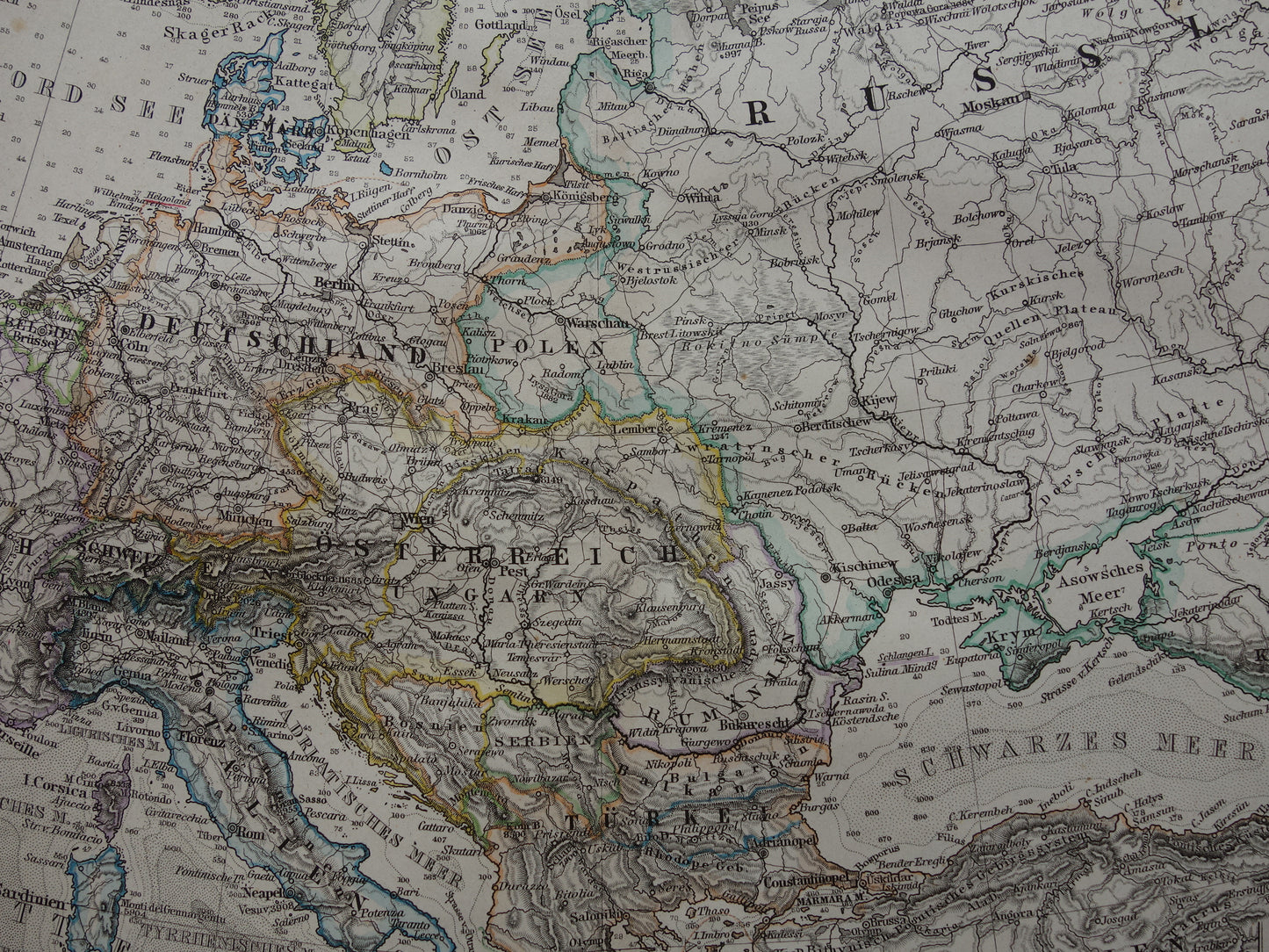 EUROPA oude landkaart van Europa uit 1879 originele antieke Duitse kaart van continent Europa