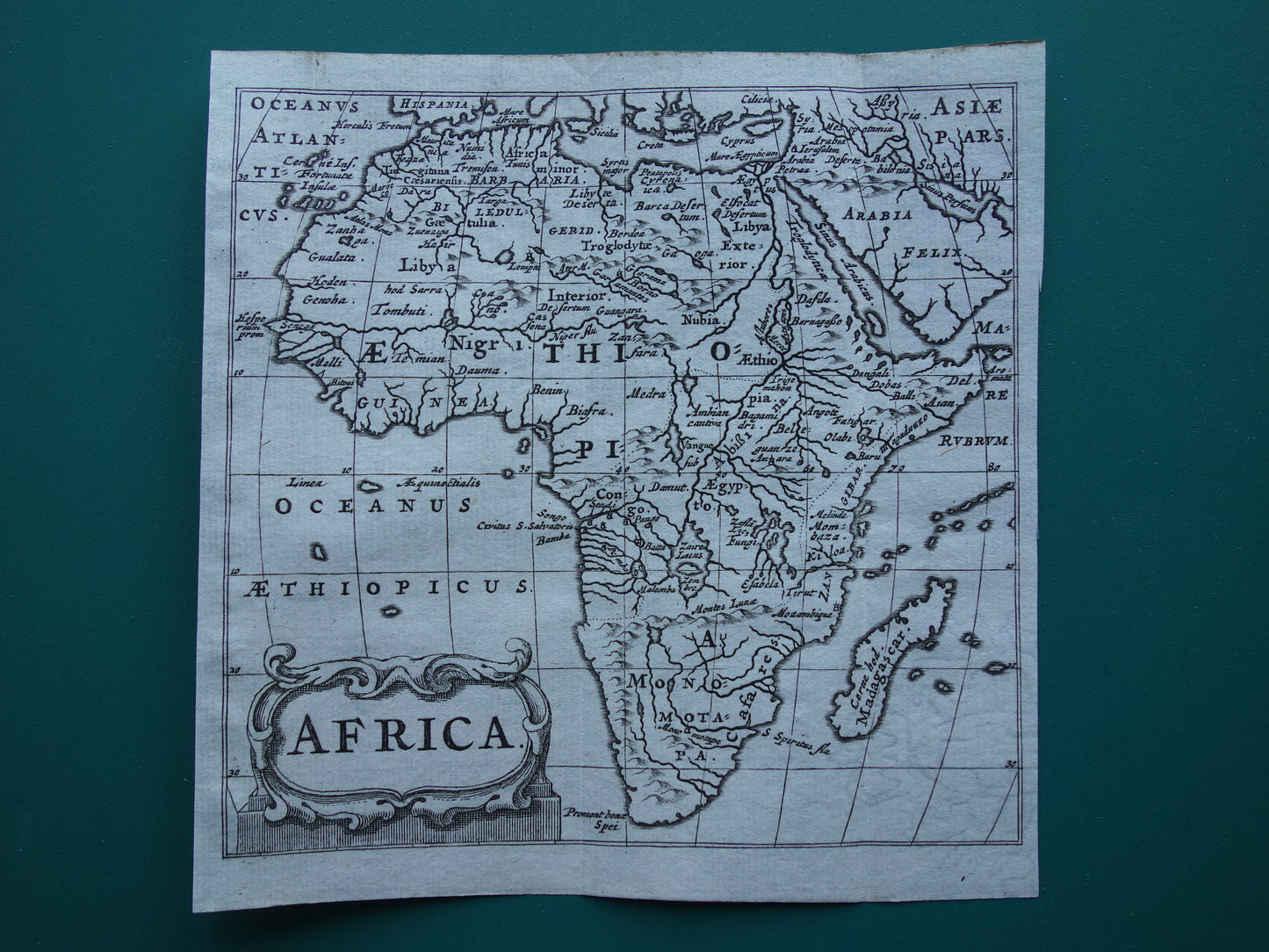 AFRIKA 360+ jaar oude kaart van continent Afrika 1661 originele antieke landkaart klein formaat
