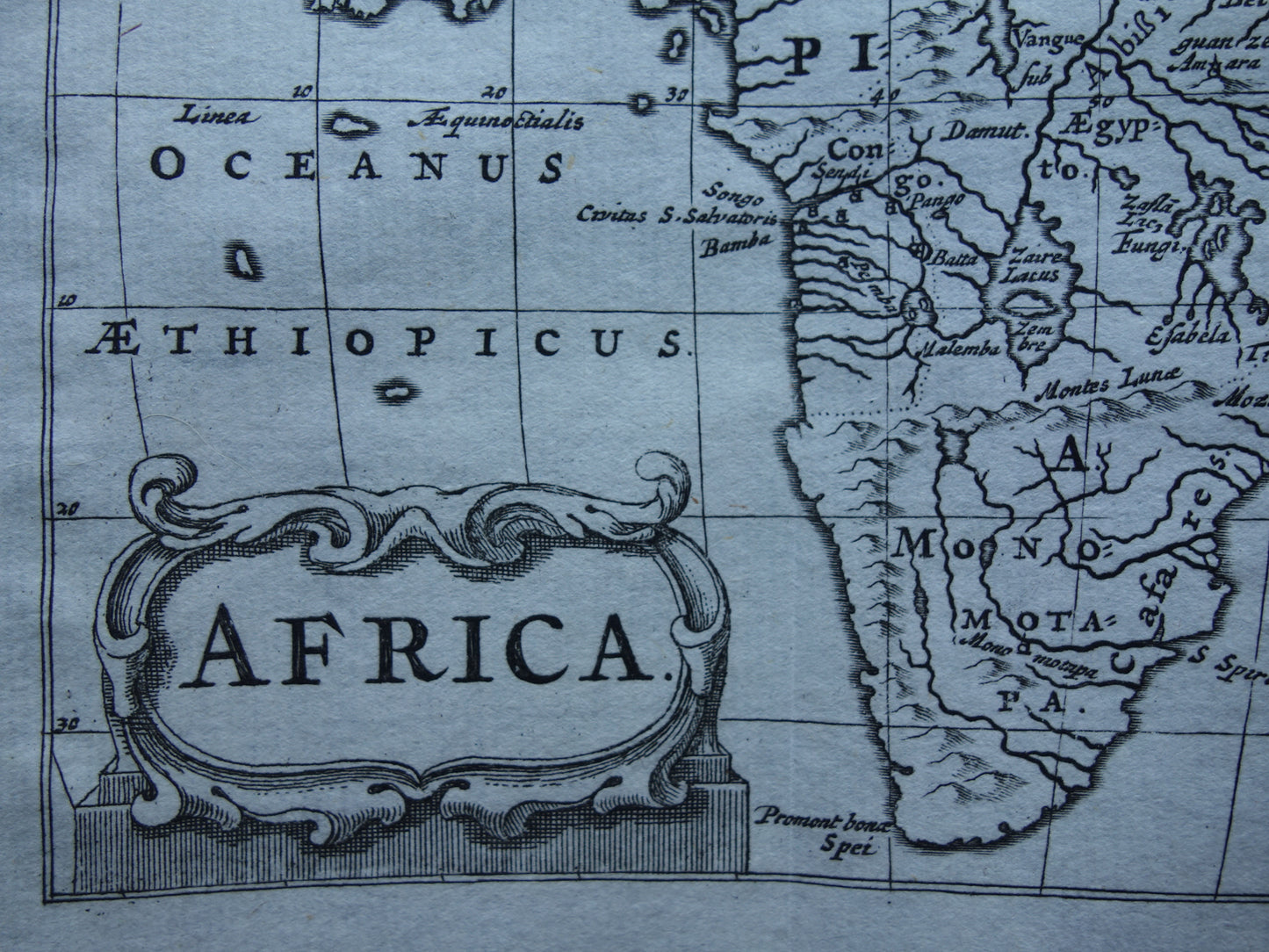 AFRIKA 360+ jaar oude kaart van continent Afrika 1661 originele antieke landkaart klein formaat