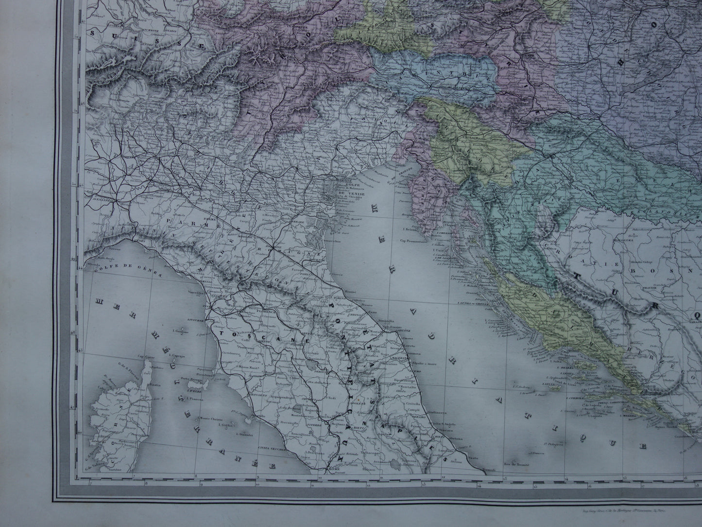 Oude kaart van Oostenrijk-Hongarije Zeer grote originele antieke handgekleurde landkaart Tsjechië Kroatië Slovenië vintage kaarten