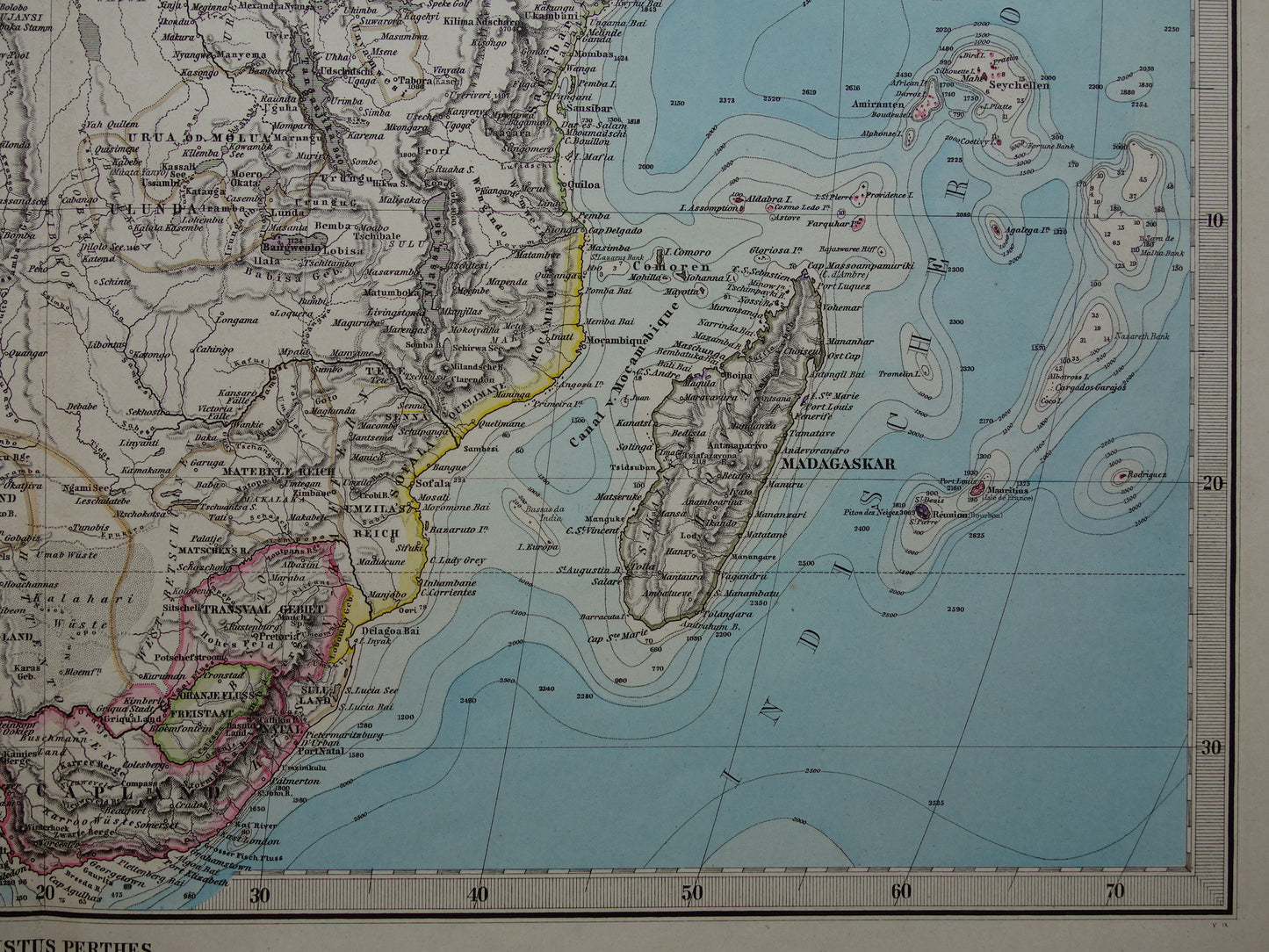 Antieke landkaart van Afrika in 1879 Originele 145+ jaar oude handgekleurde kaart van Afrikaans continent