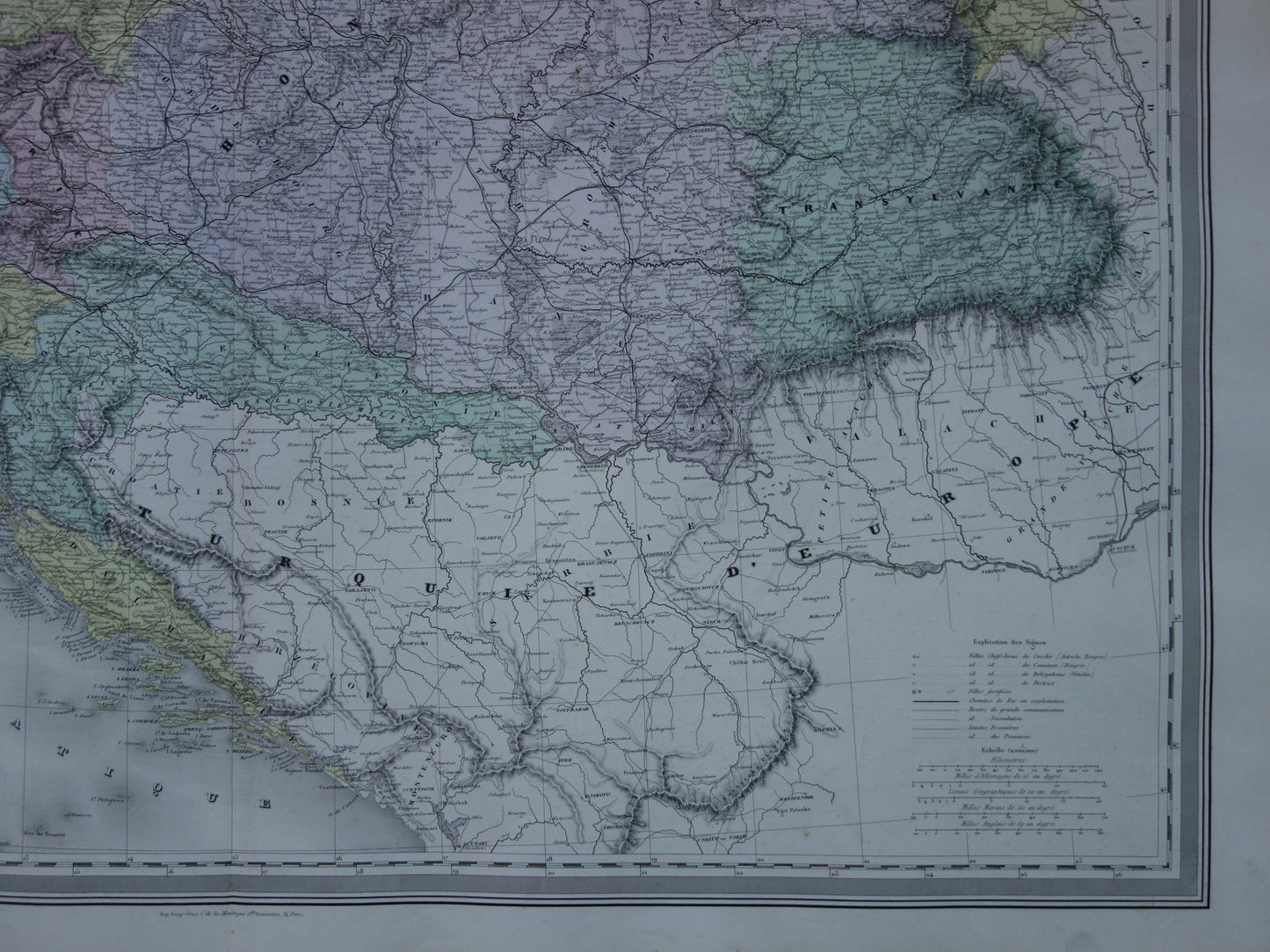 Oude kaart van Oostenrijk-Hongarije Zeer grote originele antieke handgekleurde landkaart Tsjechië Kroatië Slovenië vintage kaarten