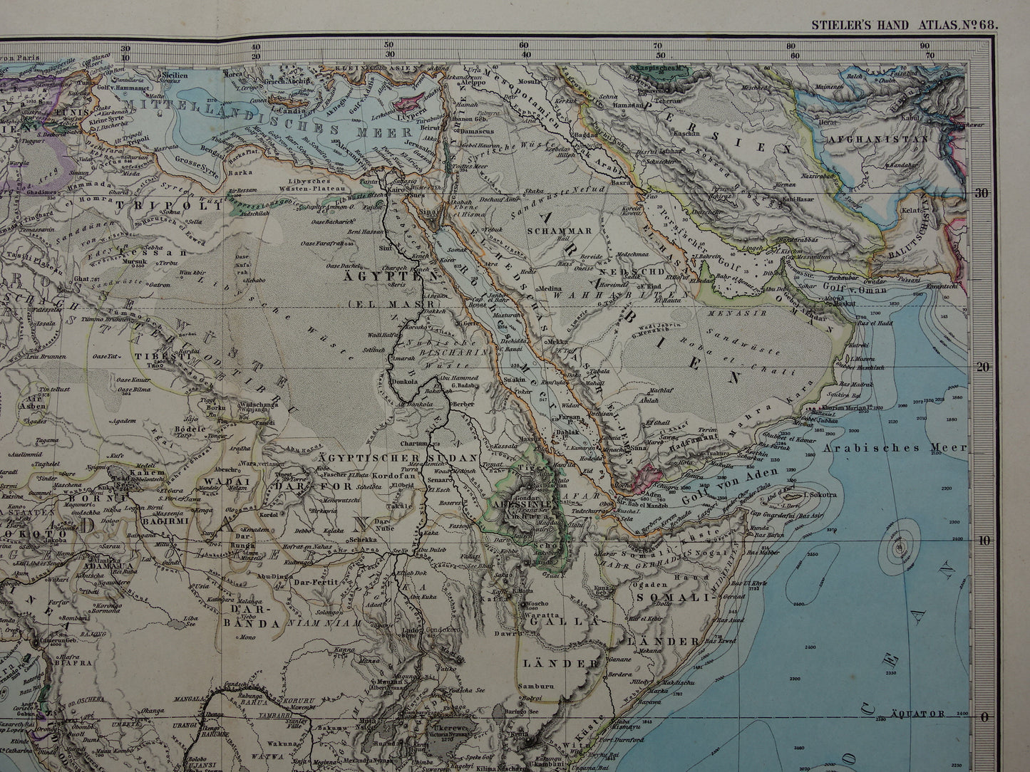 Antieke landkaart van Afrika in 1879 Originele 145+ jaar oude handgekleurde kaart van Afrikaans continent