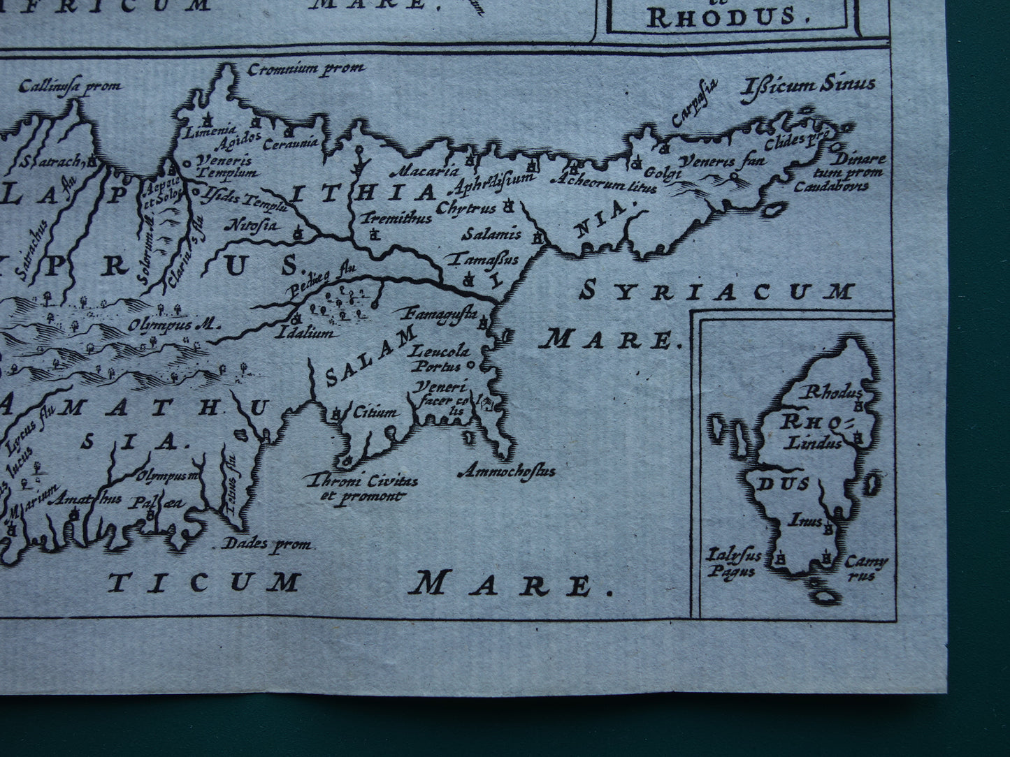 360+ jaar oude kaart van Kreta en Cyprus 1661 originele antieke landkaart klein formaat