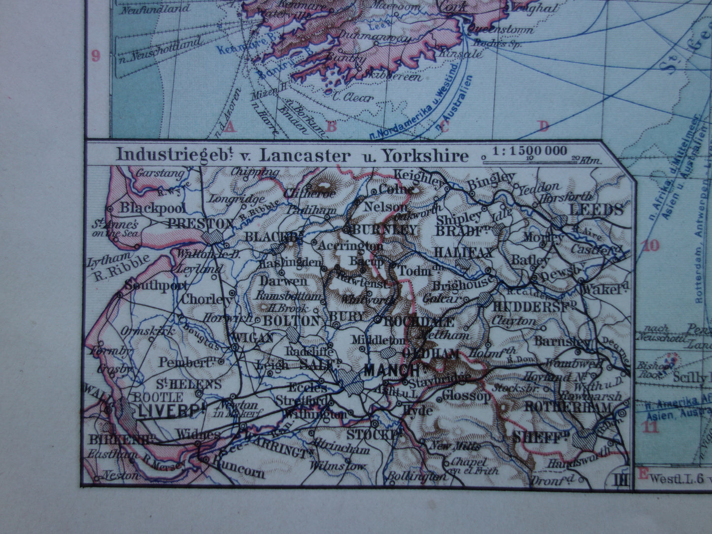 BRITSE EILANDEN oude kaart van Verenigd Koninkrijk Ierland Groot-Brittannië uit 1913 originele antieke landkaart