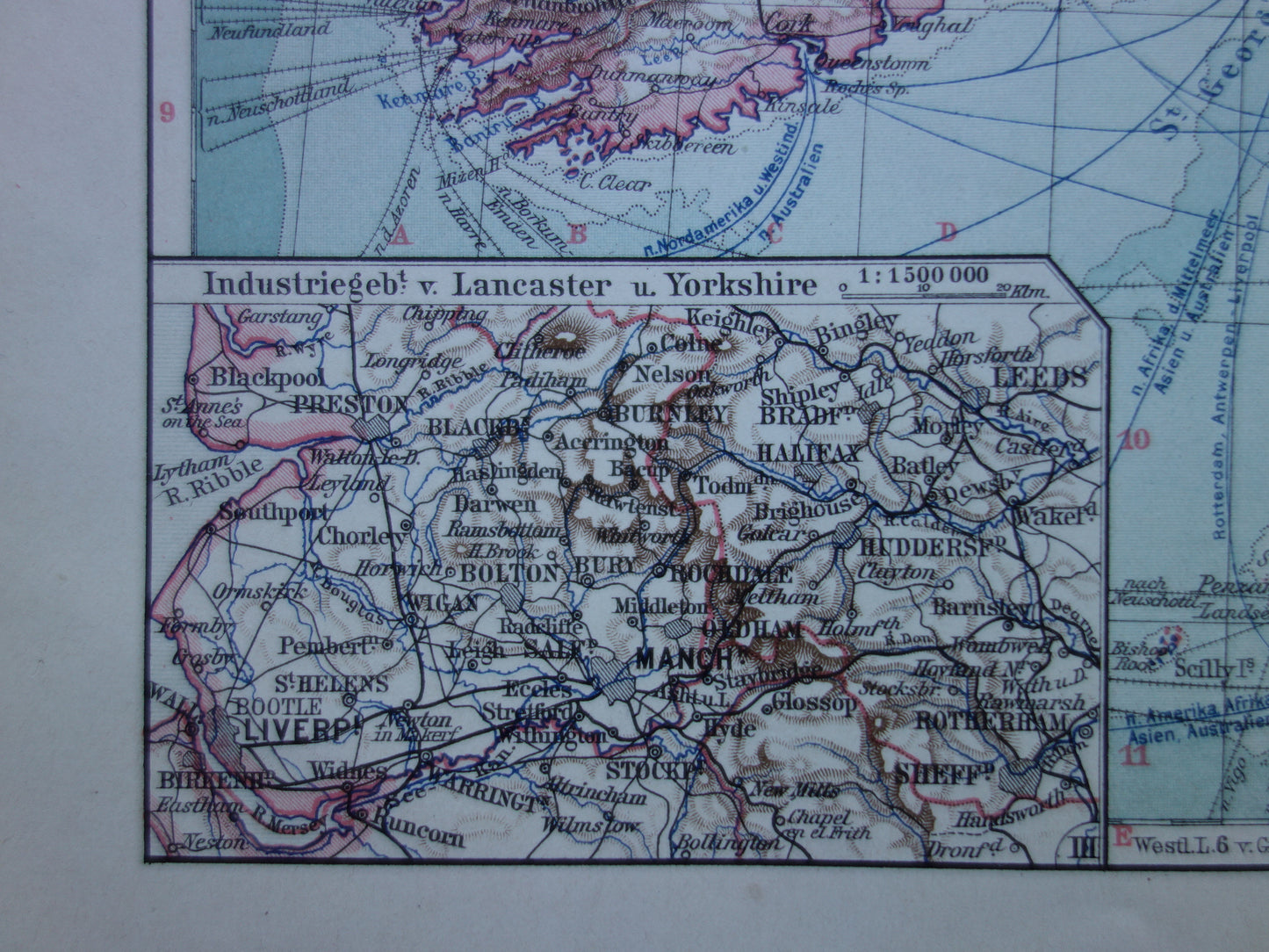 BRITSE EILANDEN oude kaart van Verenigd Koninkrijk Ierland Groot-Brittannië uit 1913 originele antieke landkaart