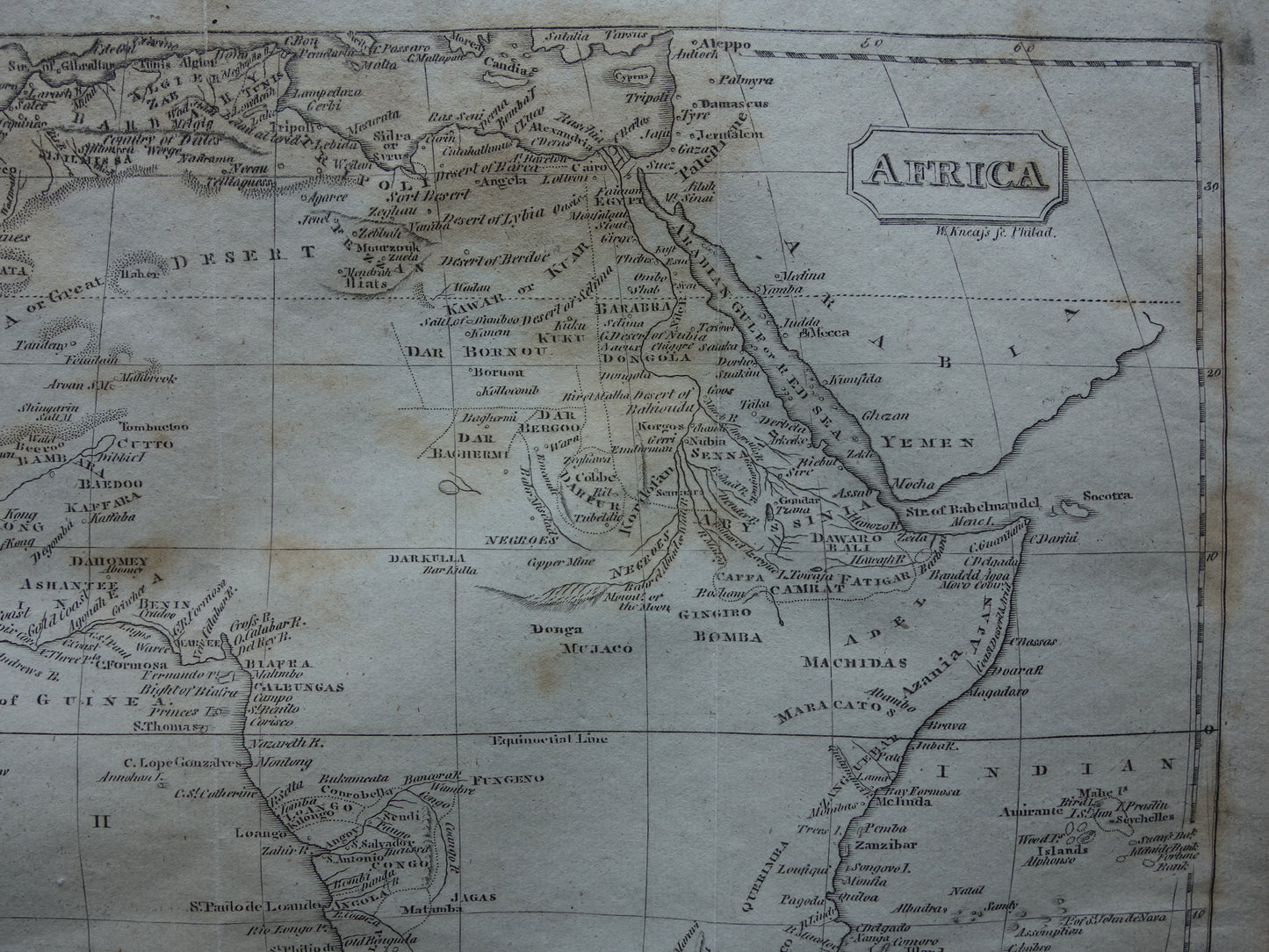 200+ jaar oude kaart van Afrika Originele antieke landkaart 1812 continent Afrika