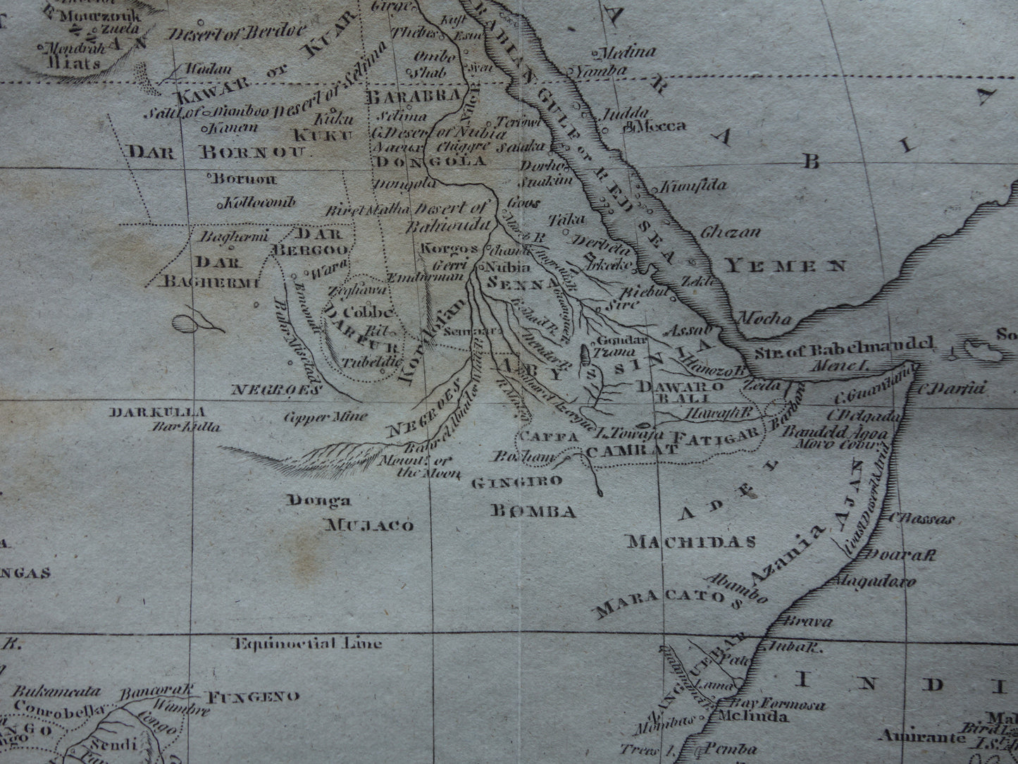200+ jaar oude kaart van Afrika Originele antieke landkaart 1812 continent Afrika