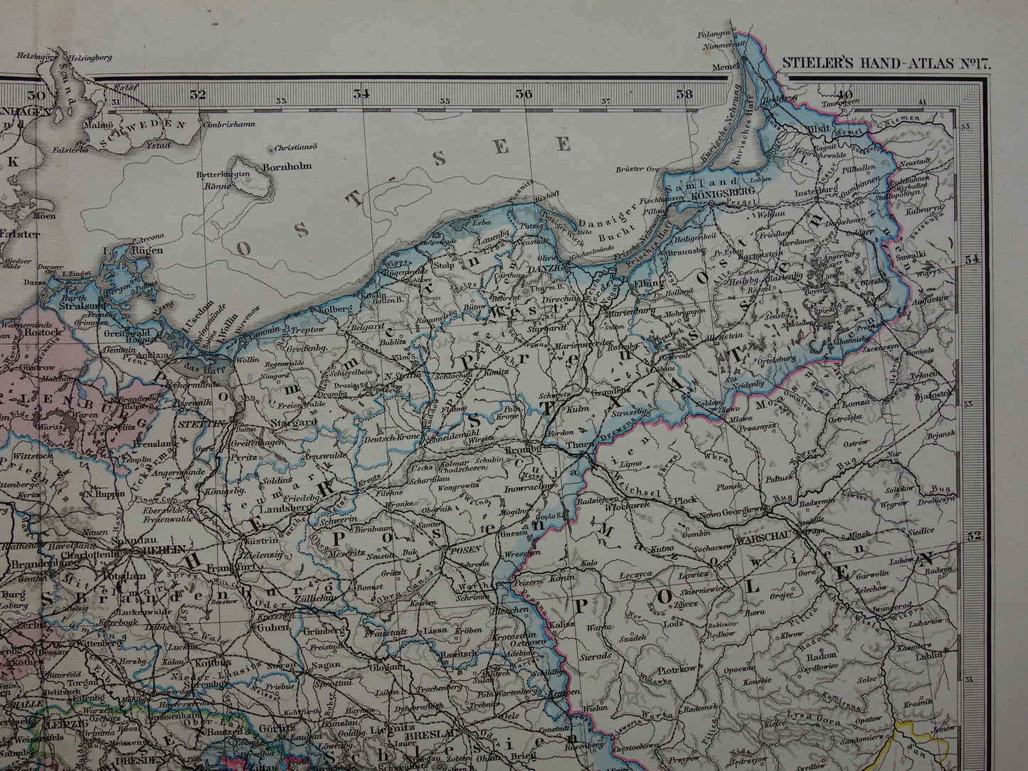 DUITSLAND Antieke landkaart van het Duitse Rijk in 1880 Grote originele 145+ jaar oude kaart Berlijn Pruissen Polen