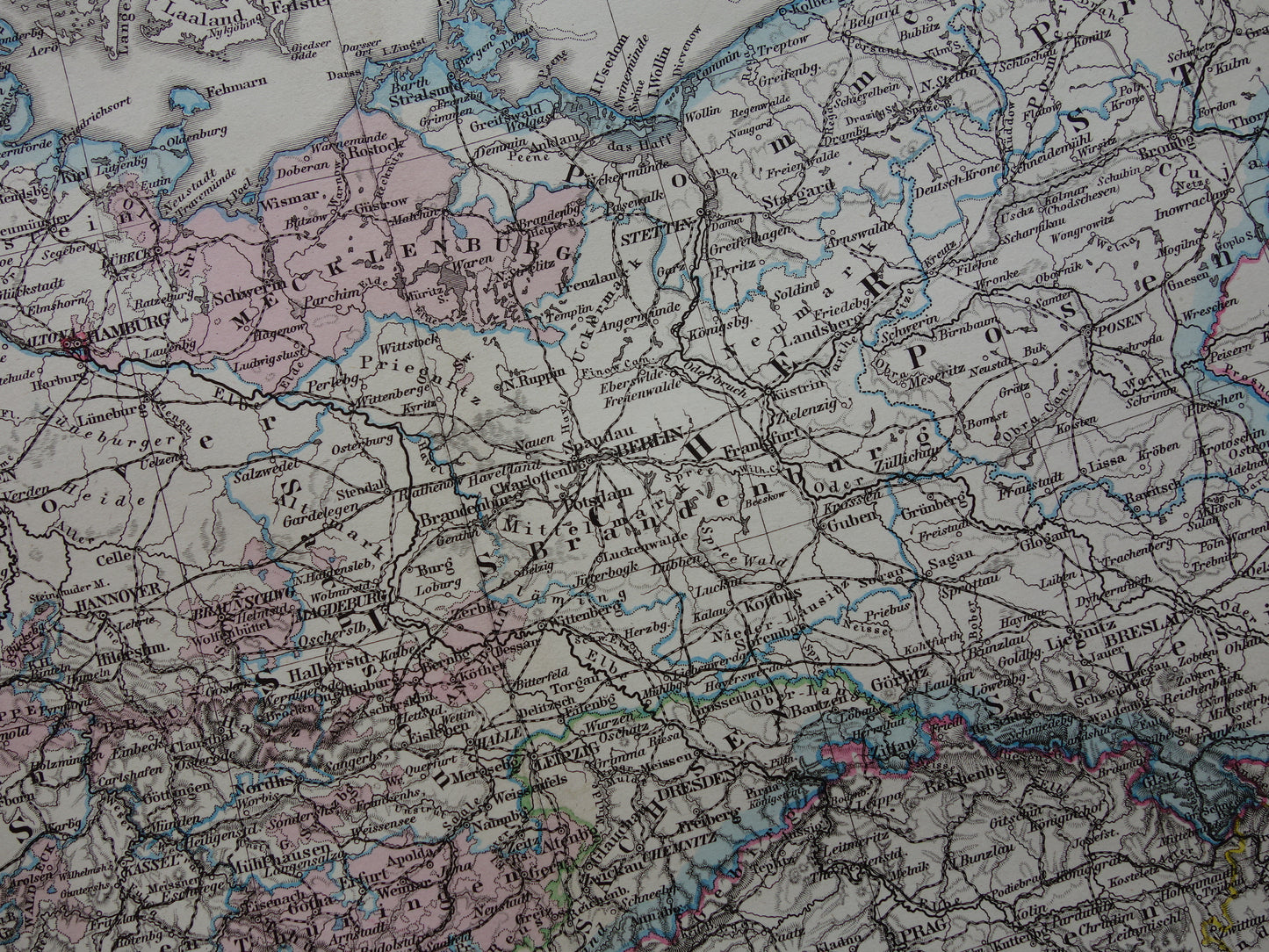 DUITSLAND Antieke landkaart van het Duitse Rijk in 1880 Grote originele 145+ jaar oude kaart Berlijn Pruissen Polen