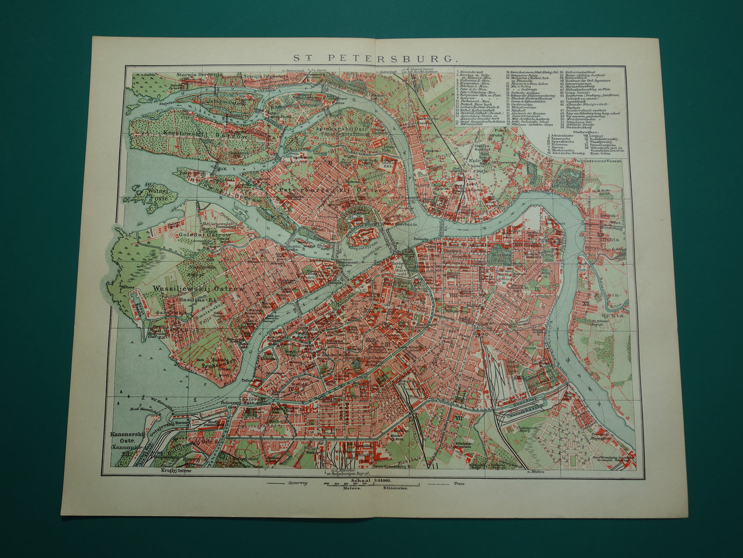 St Petersburg oude plattegrond Originele antieke Nederlandse kaart van Sint Petersburg Rusland uit 1910 vintage historische kaarten