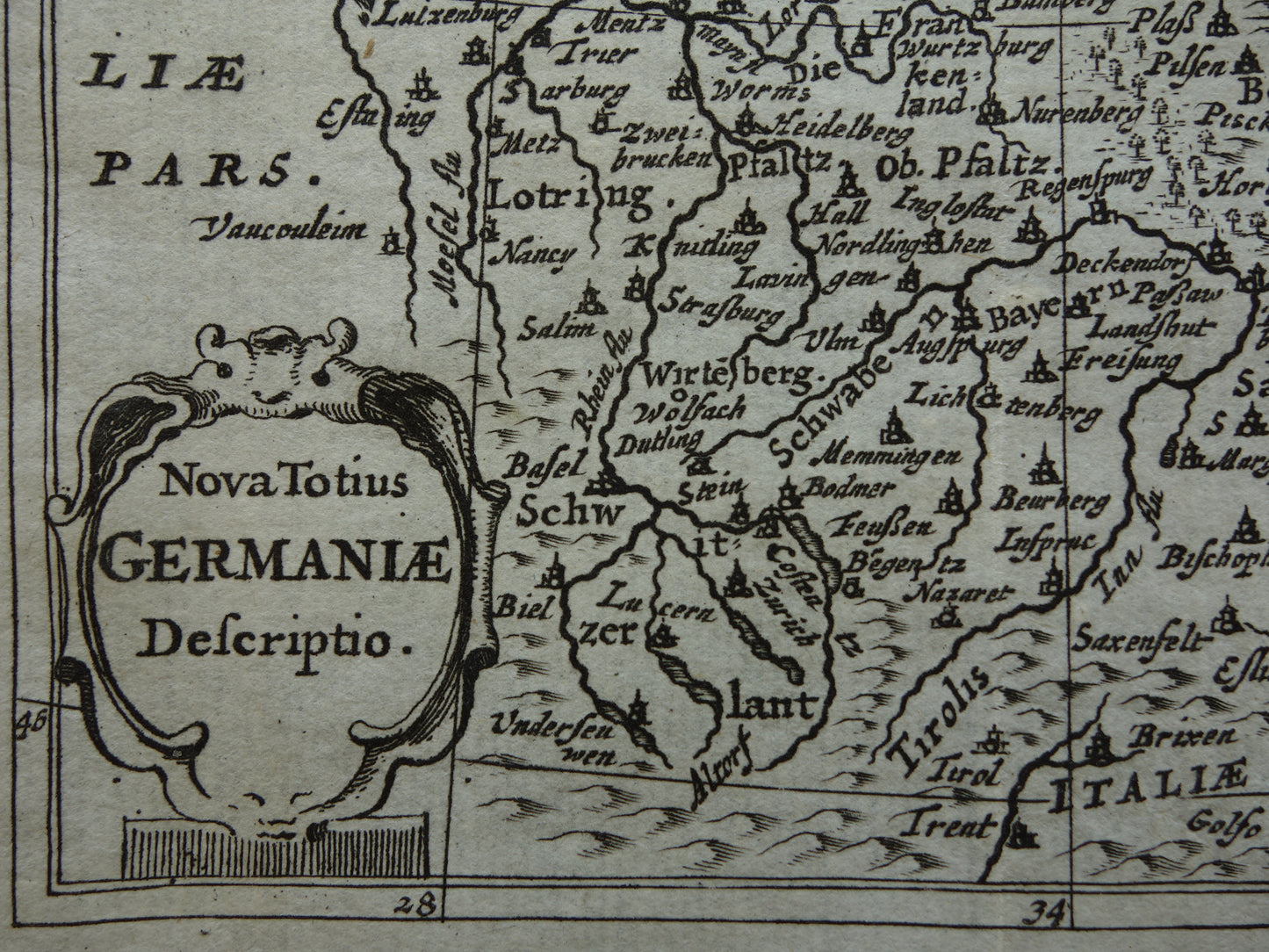 DUITSLAND 360+ jaar oude kaart van Duitsland 1661 originele antieke Nederlandse landkaart zeer klein formaat
