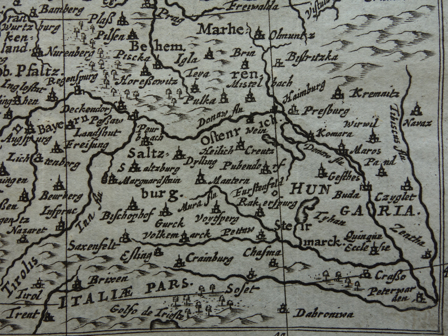 DUITSLAND 360+ jaar oude kaart van Duitsland 1661 originele antieke Nederlandse landkaart zeer klein formaat