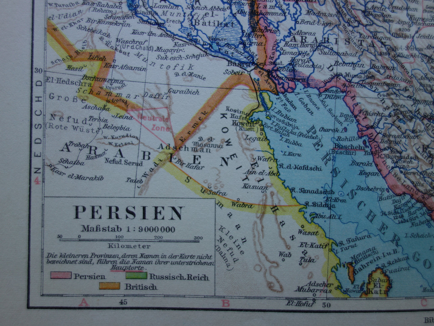 Originele oude kaart van Perzië / Iran uit 1928 vintage landkaart Teheran - historische kaarten