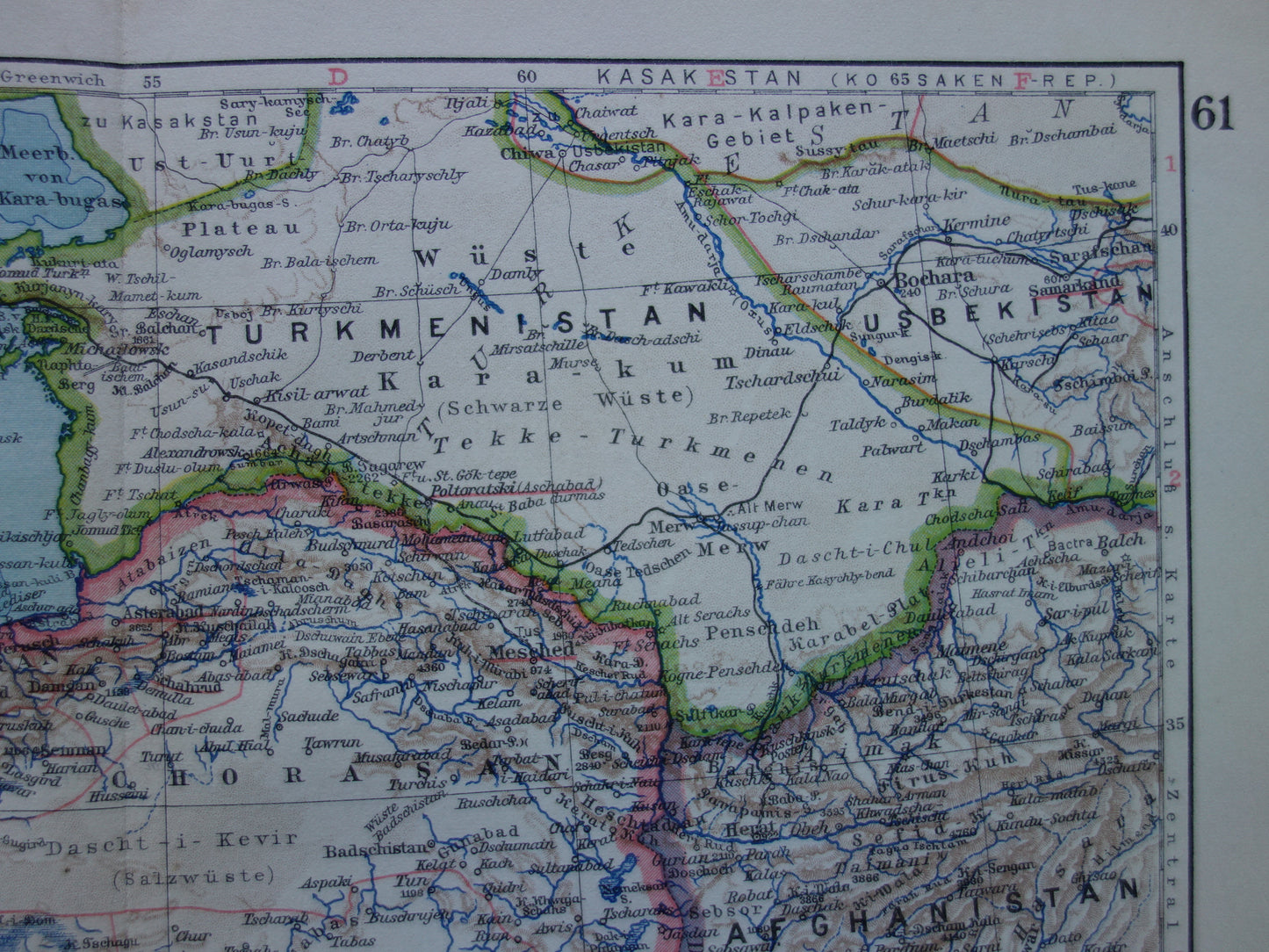 Originele oude kaart van Perzië / Iran uit 1928 vintage landkaart Teheran - historische kaarten