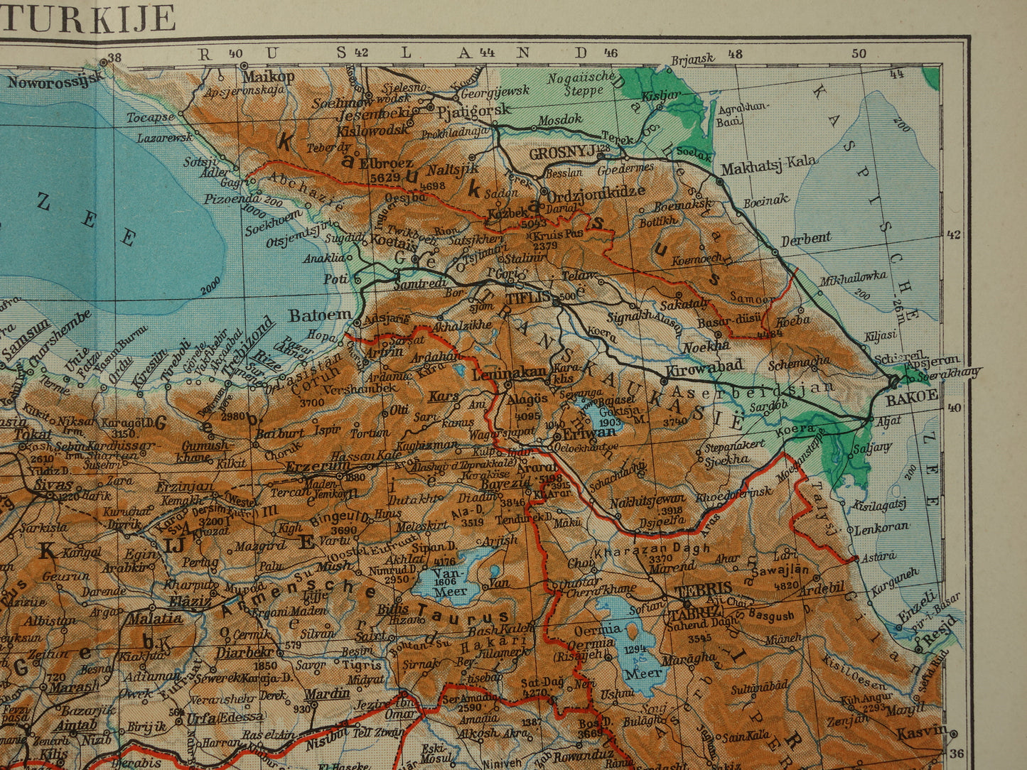 TURKIJE Oude kaart uit het jaar 1938 historische Nederlandse landkaart Turkije vintage kaarten