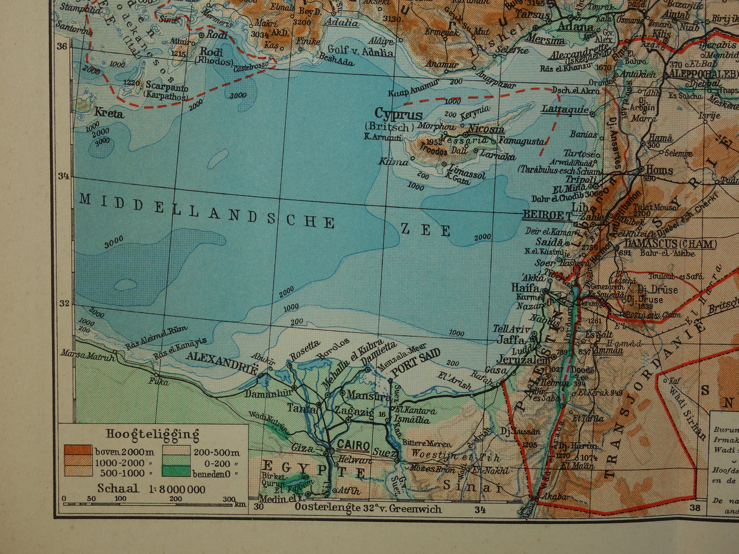 TURKIJE Oude kaart uit het jaar 1938 historische Nederlandse landkaart Turkije vintage kaarten