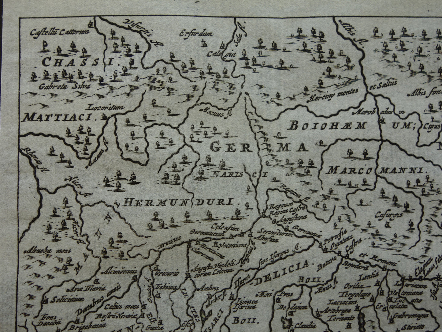 360+ jaar oude kaart van Oostenrijk Tsjechië Beieren 1661 originele antieke Nederlandse landkaart klein formaat