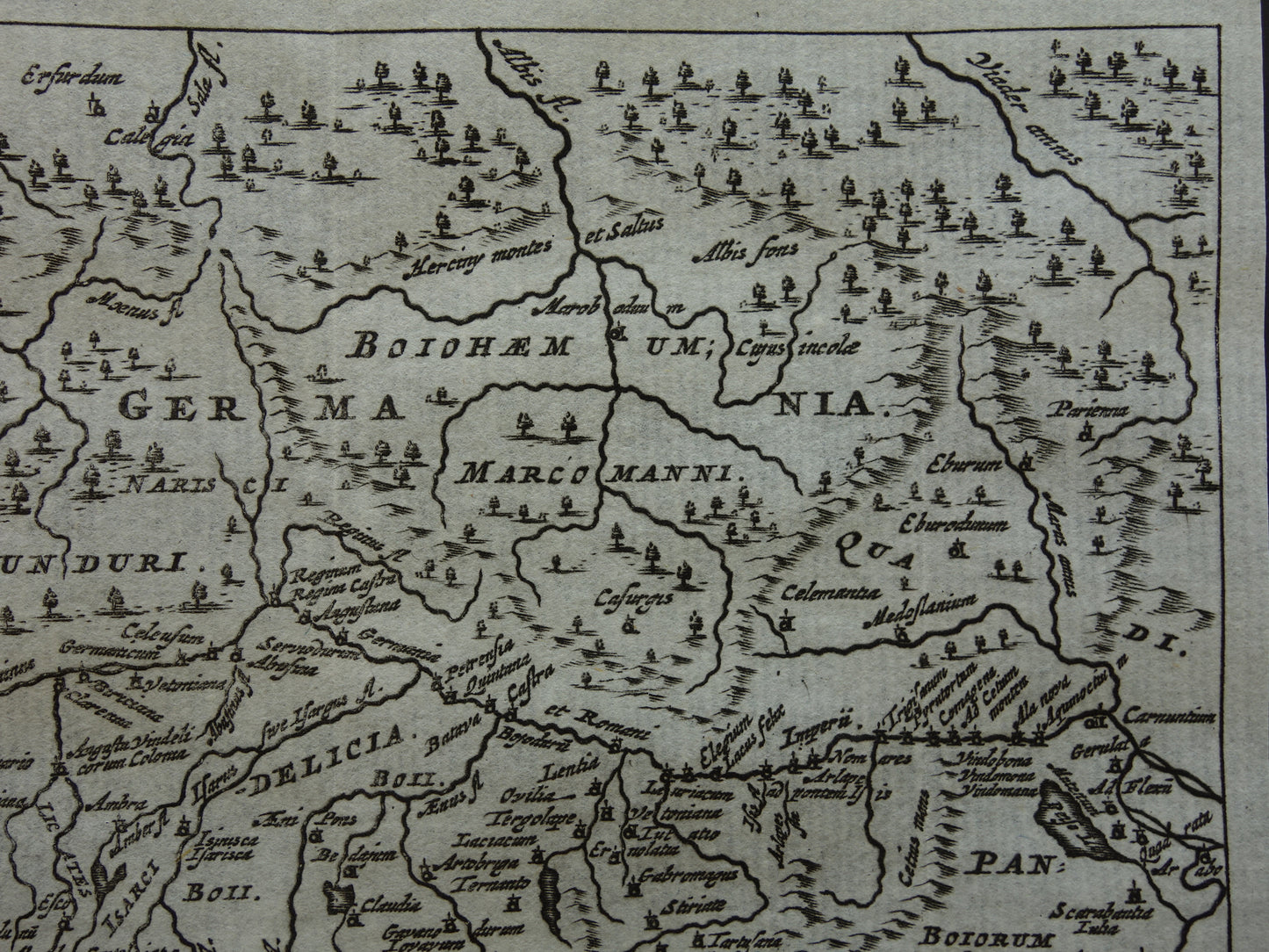 360+ jaar oude kaart van Oostenrijk Tsjechië Beieren 1661 originele antieke Nederlandse landkaart klein formaat