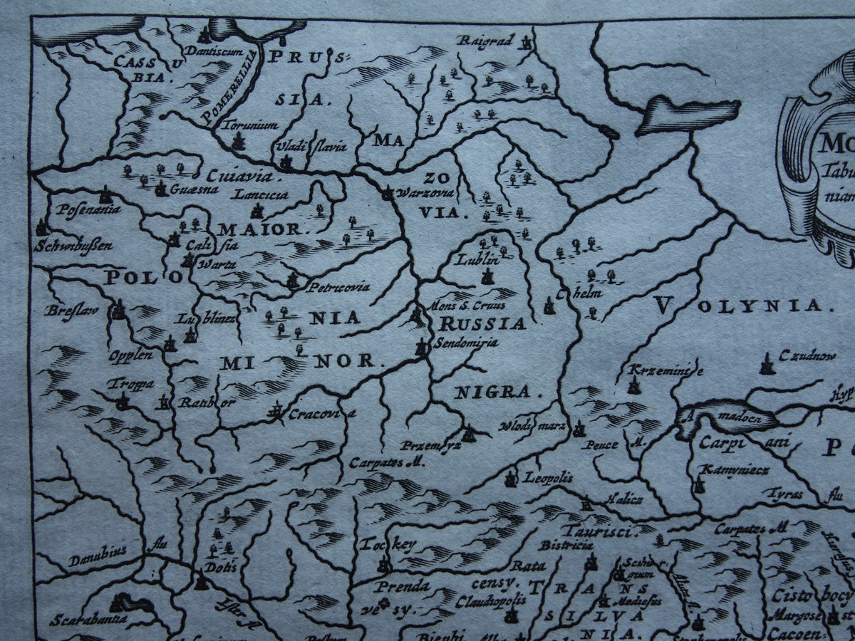 Alte Karte von Polen, Rumänien, Dacia Moesë in der Antike, 1661, originale antike Karte, kleine Größe, Moesiae et Daciae Cluver