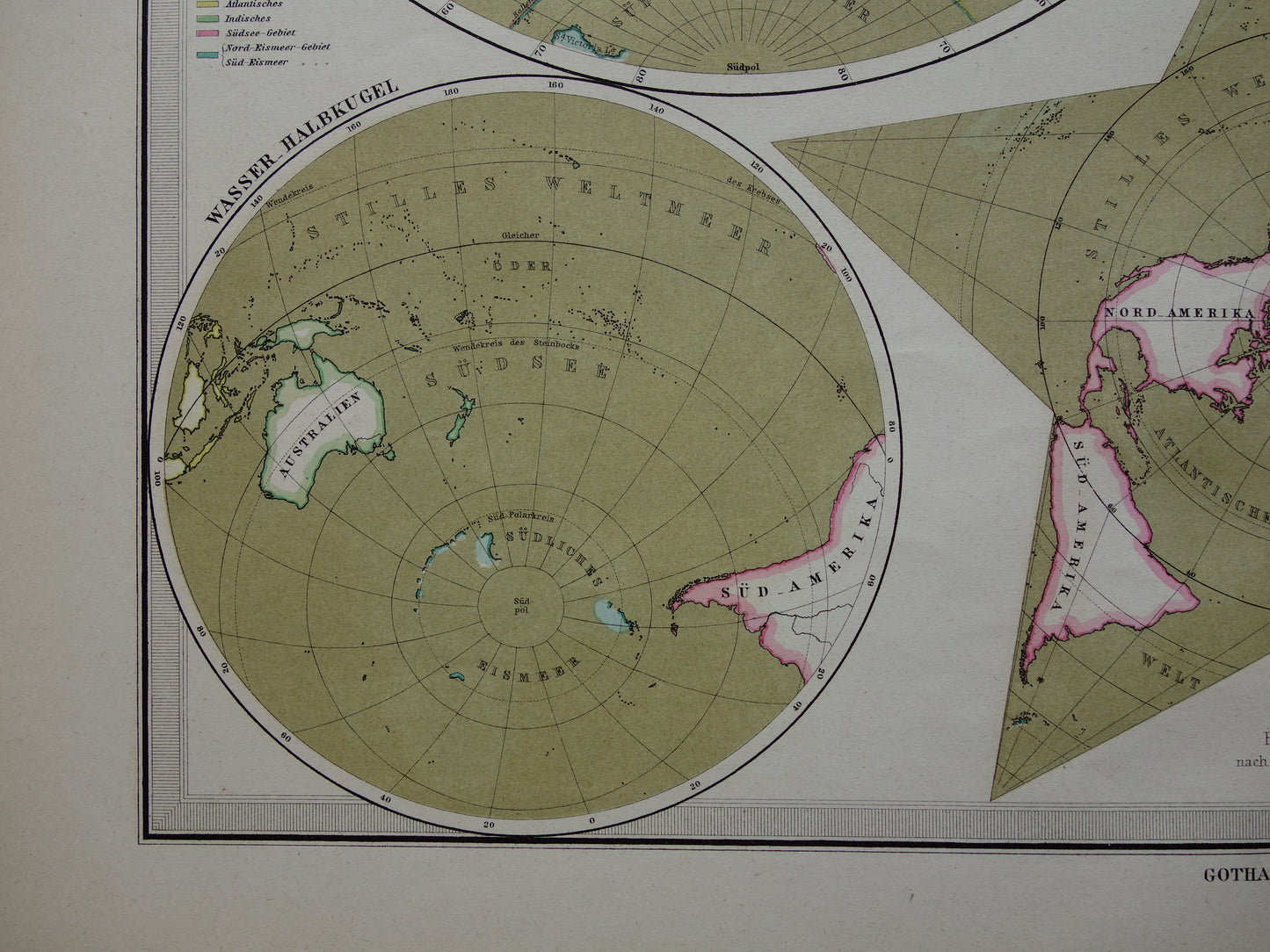 WERELDKAART grote oude kaart van de Wereld uit 1880 originele vintage landkaart grootste landmassa watermassa met datum