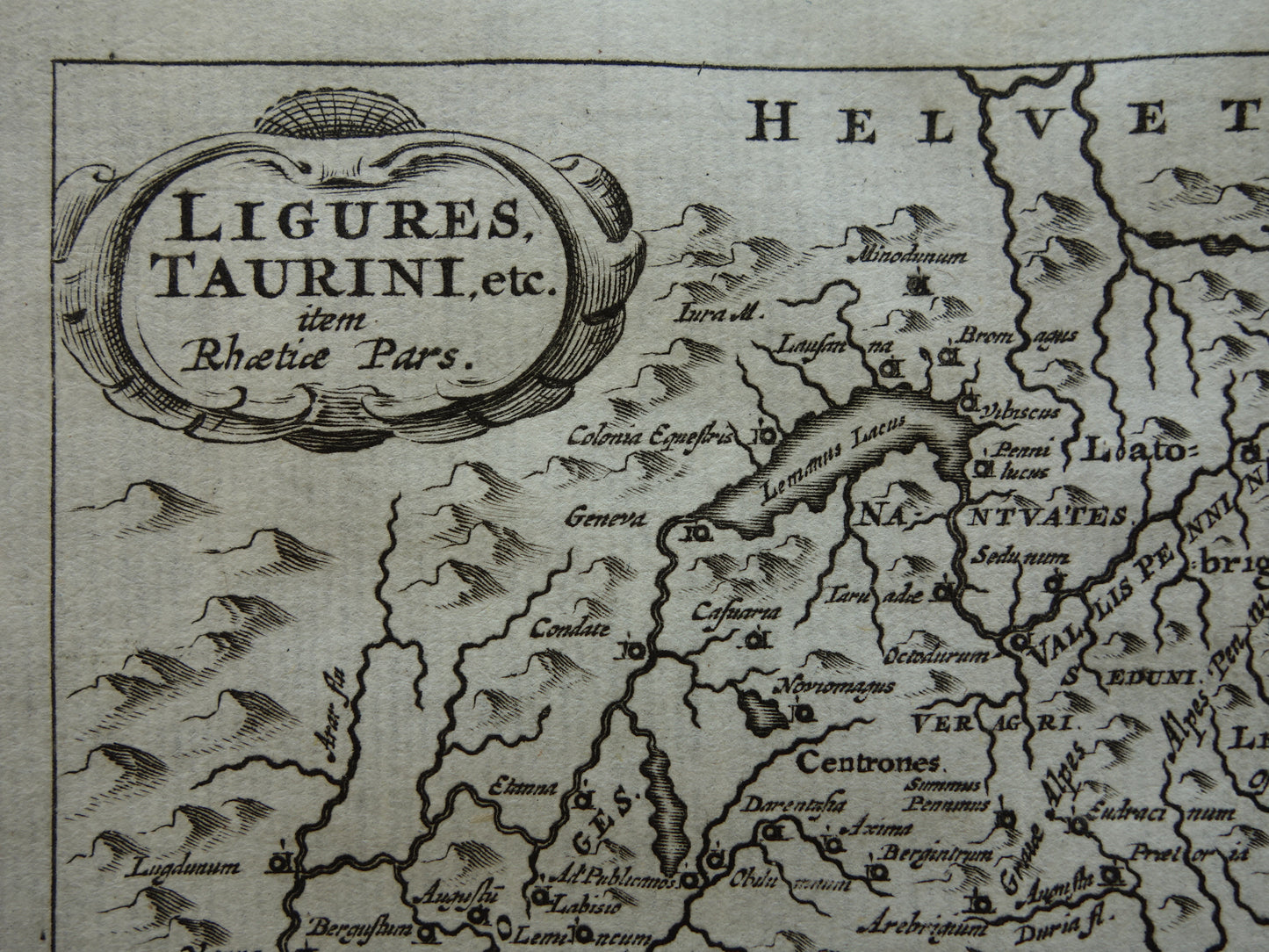 Italië 360+ jaar oude kaart van Noordwest-Italië in oudheid 1661 originele antieke Nederlandse landkaart klein formaat