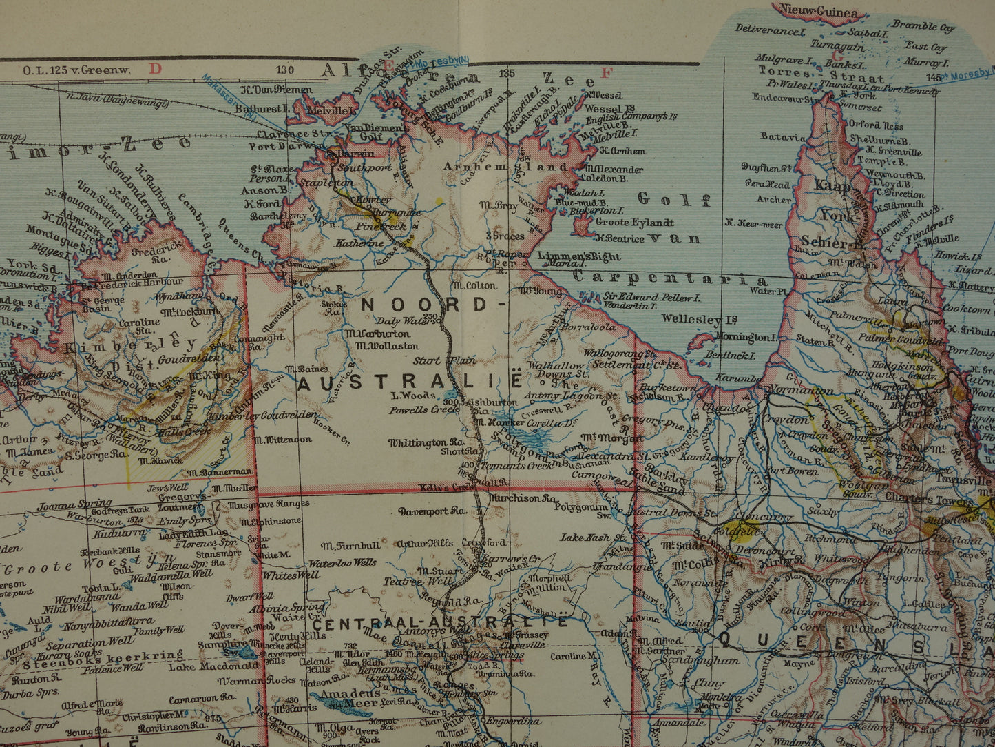 Oude kaart van Australië uit 1932 originele vintage Nederlandse kaart Tasmanië Brisbane Sydney Melbourne
