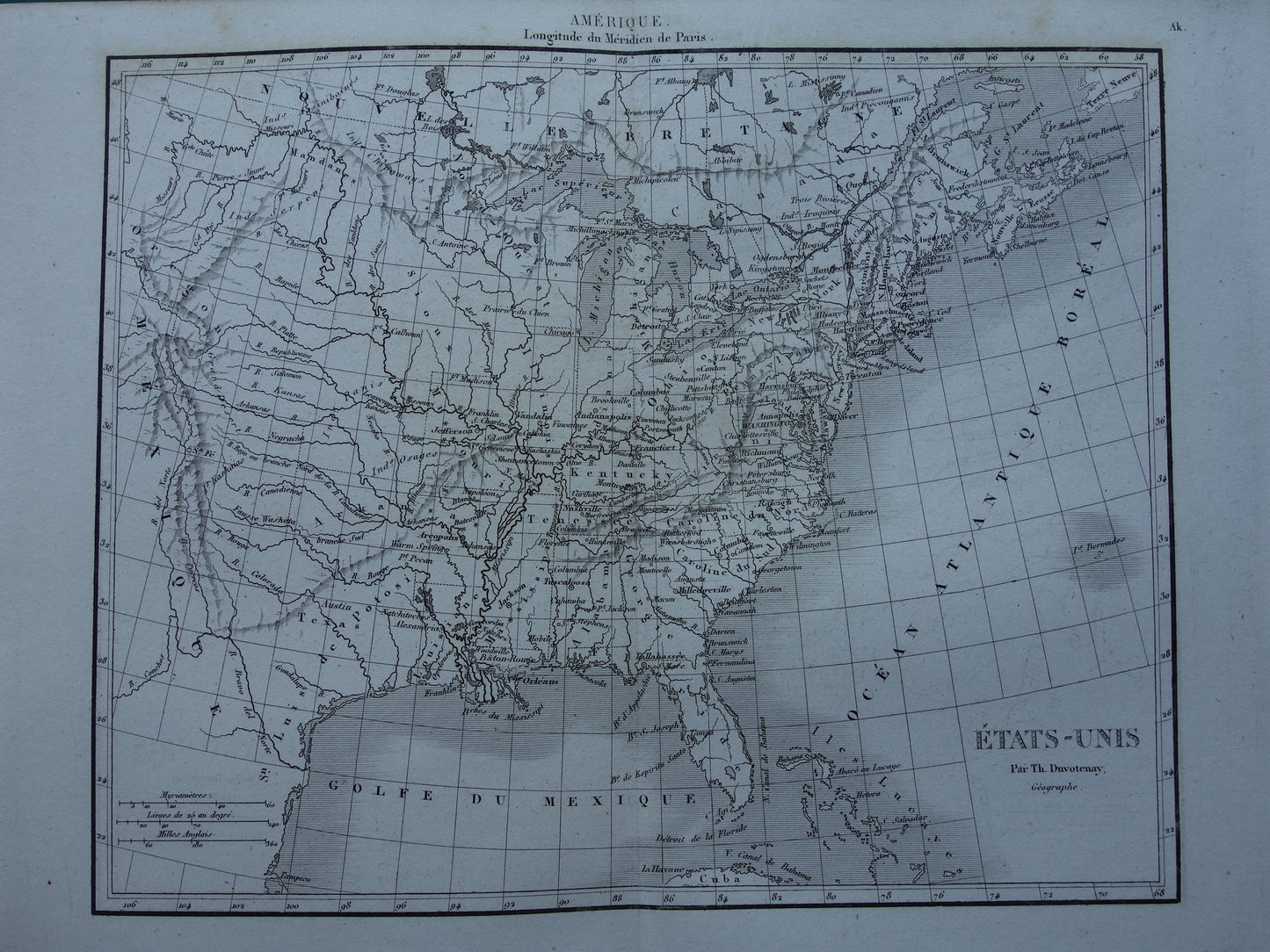 1854 Oude kaart Oostkust van de Verenigde Staten originele antieke landkaart Amerikaanse oostkust USA VS