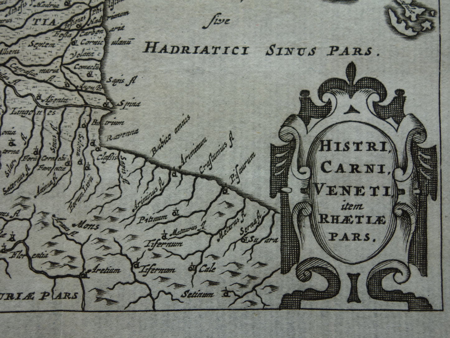 Italië 360+ jaar oude kaart van Venetië en omgeving 1661 originele antieke Nederlandse landkaart klein formaat