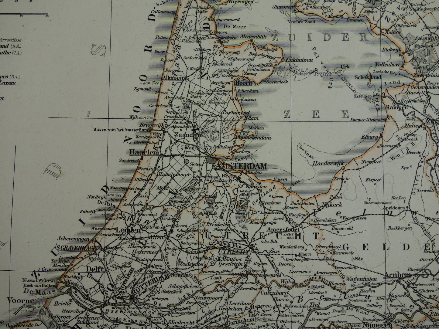 Oude landkaart van NEDERLAND en BELGIË in 1879 Antieke Duitse kaart Benelux vintage poster met jaartal