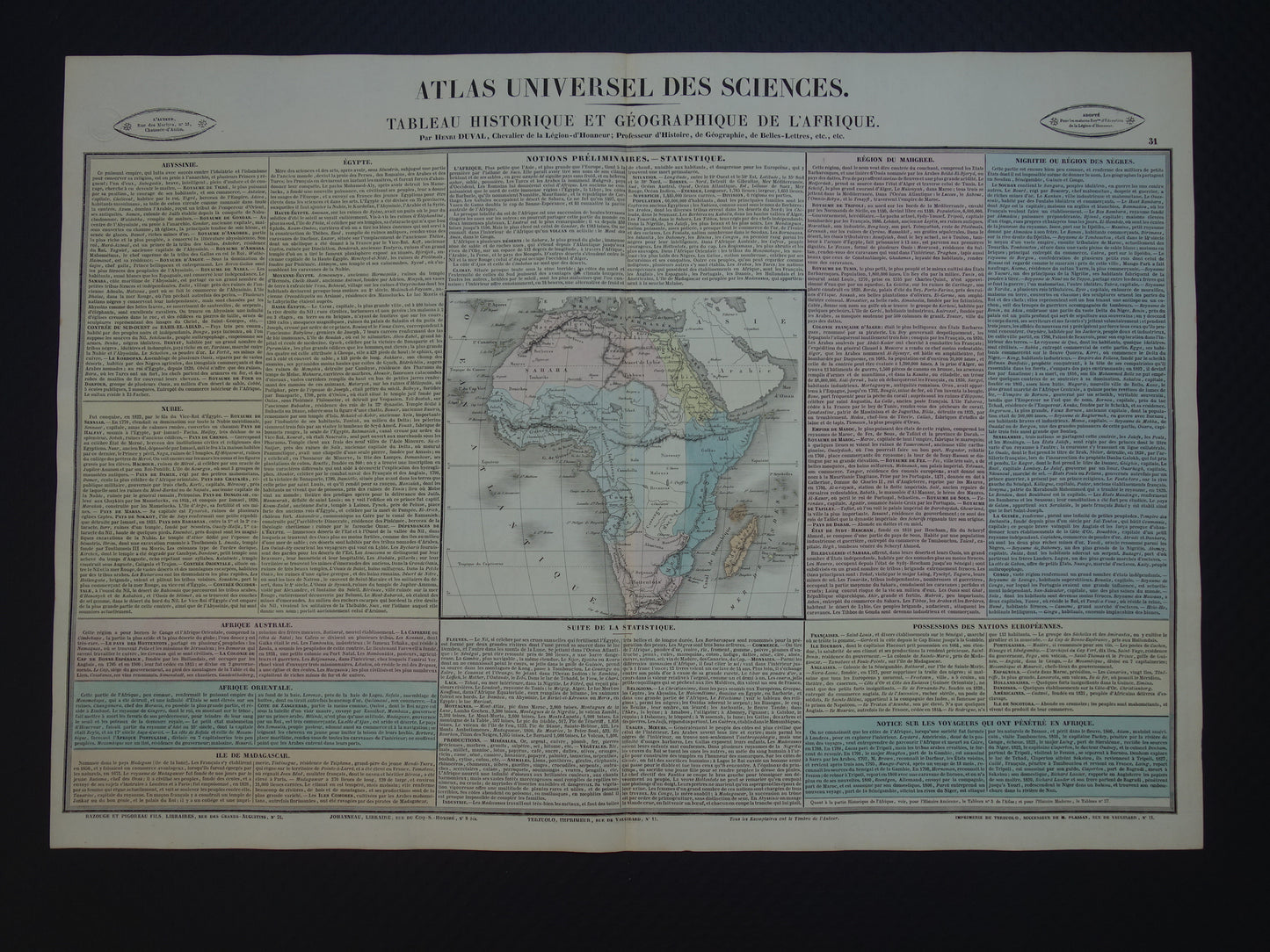 AFRIKA Grote oude kaart van Afrika uit 1837 Antieke landkaart continent