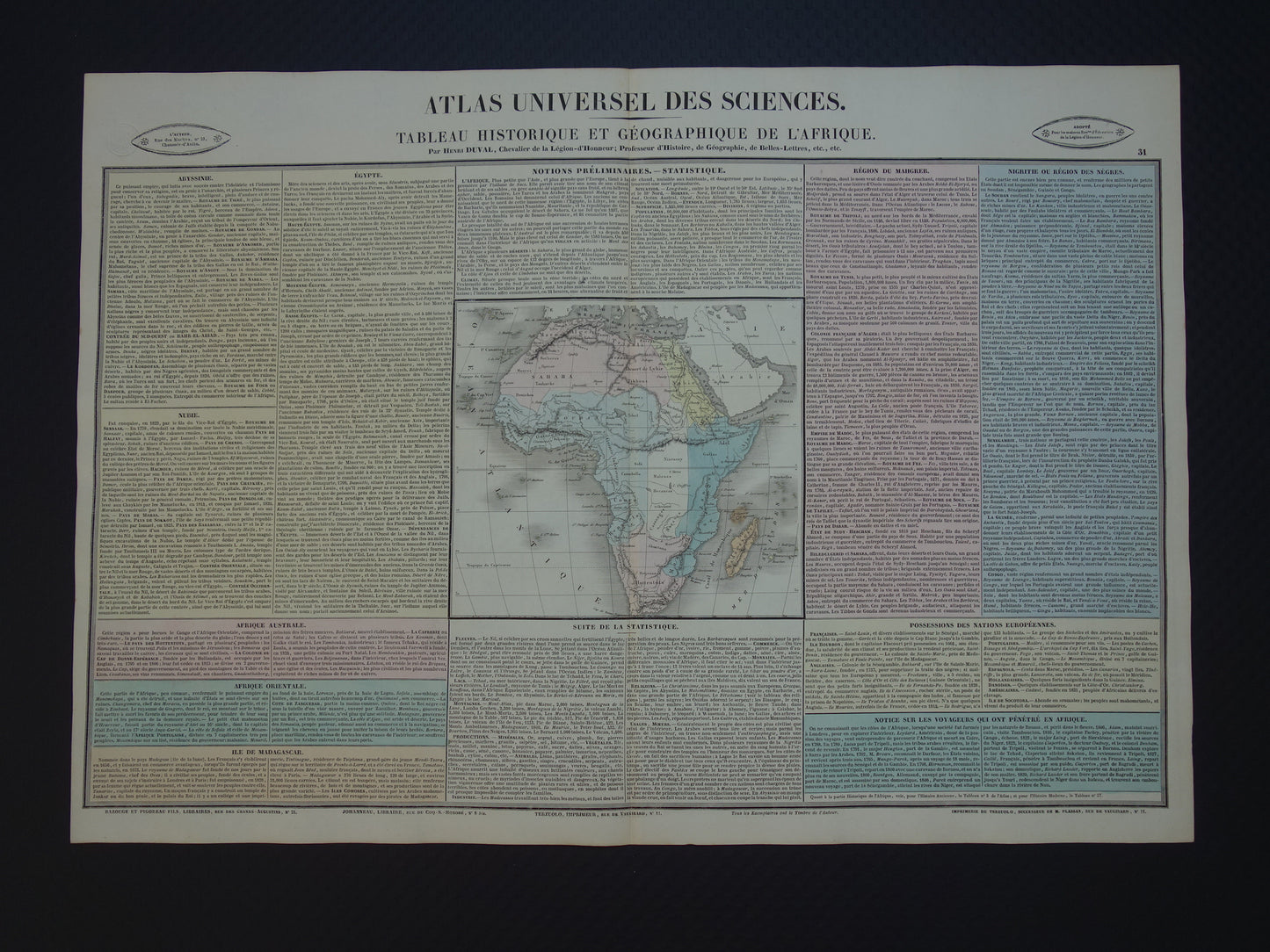 AFRIKA Grote oude kaart van Afrika uit 1837 Antieke landkaart continent