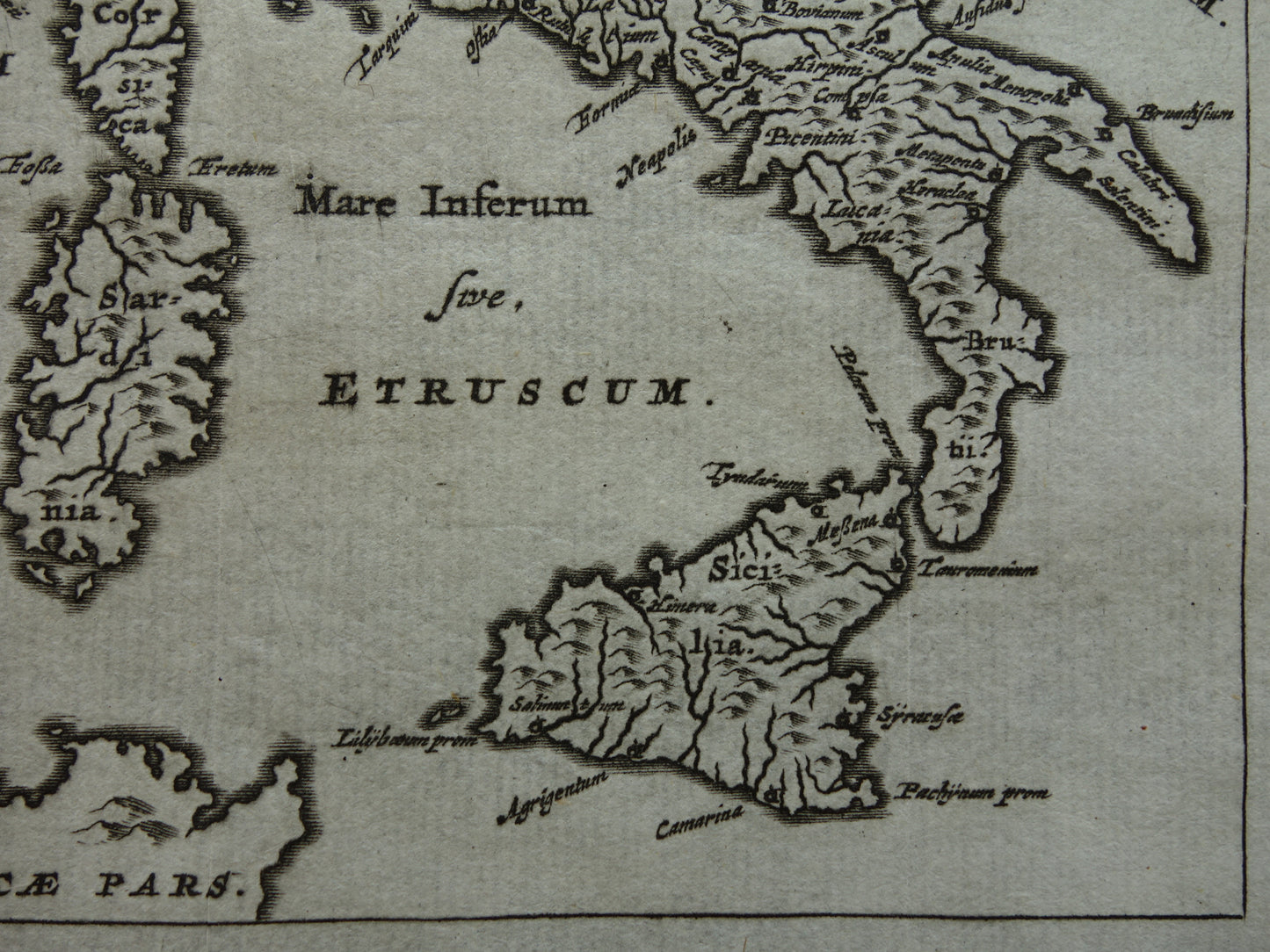 Italië 360+ jaar oude kaart van Italië 1661 originele antieke Nederlandse landkaart klein formaat