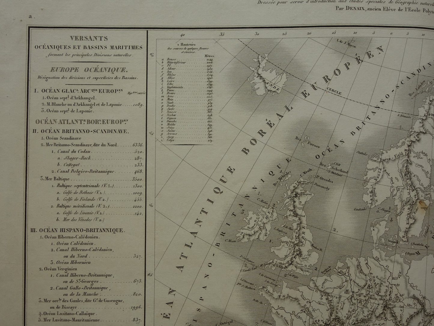 EUROPA antieke hydrografische kaart van Europa uit 1830