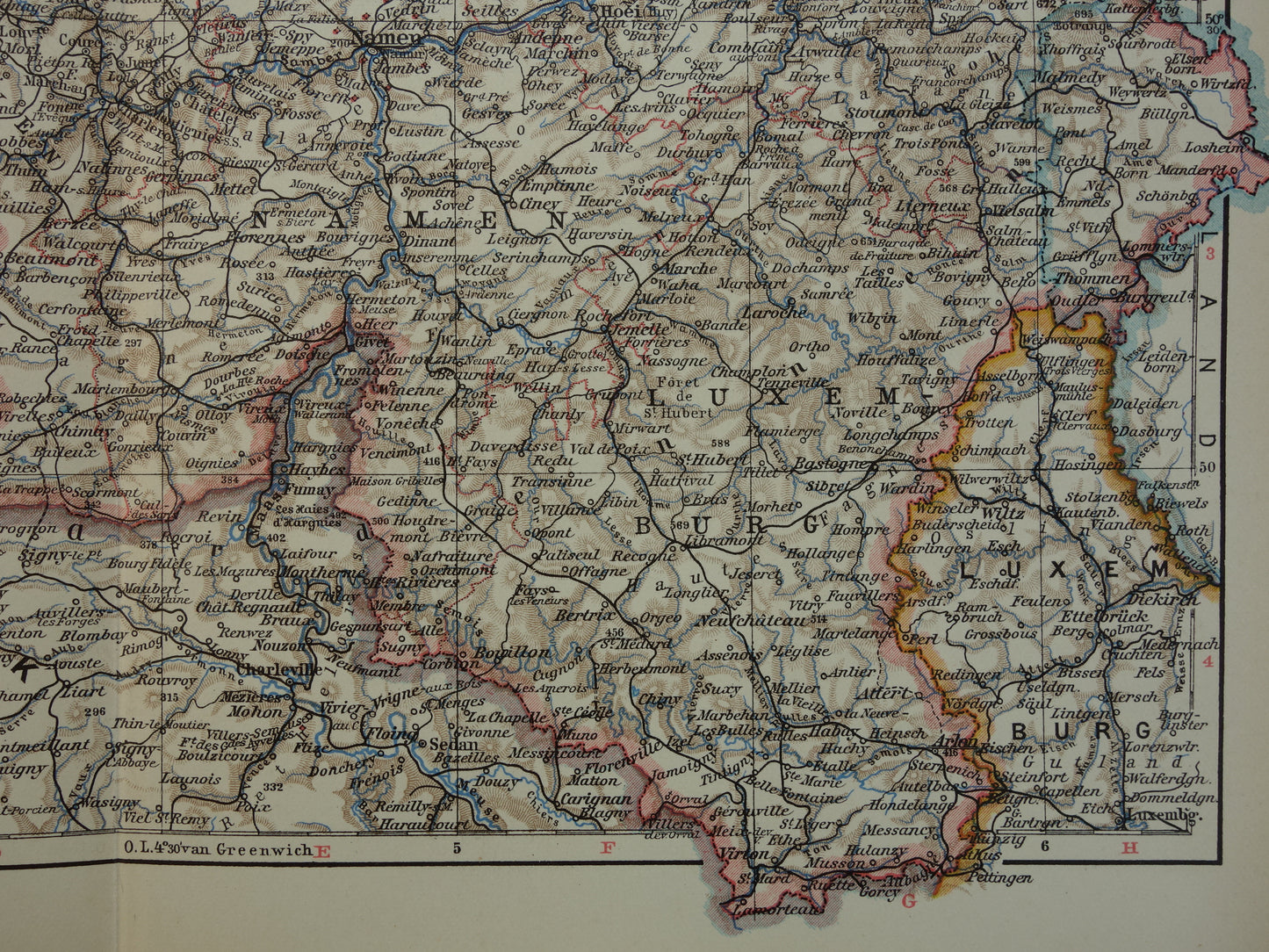 BELGIE Oude kaart van België uit 1932 originele vintage Nederlandse landkaart Taalgrens
