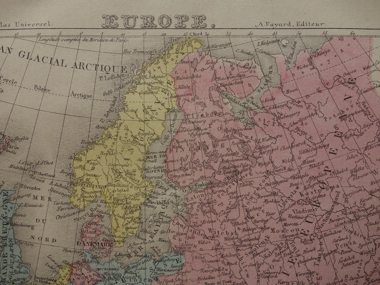 Oude kaart van Europa uit 1877 originele antieke handgekleurde landkaart continent Europa
