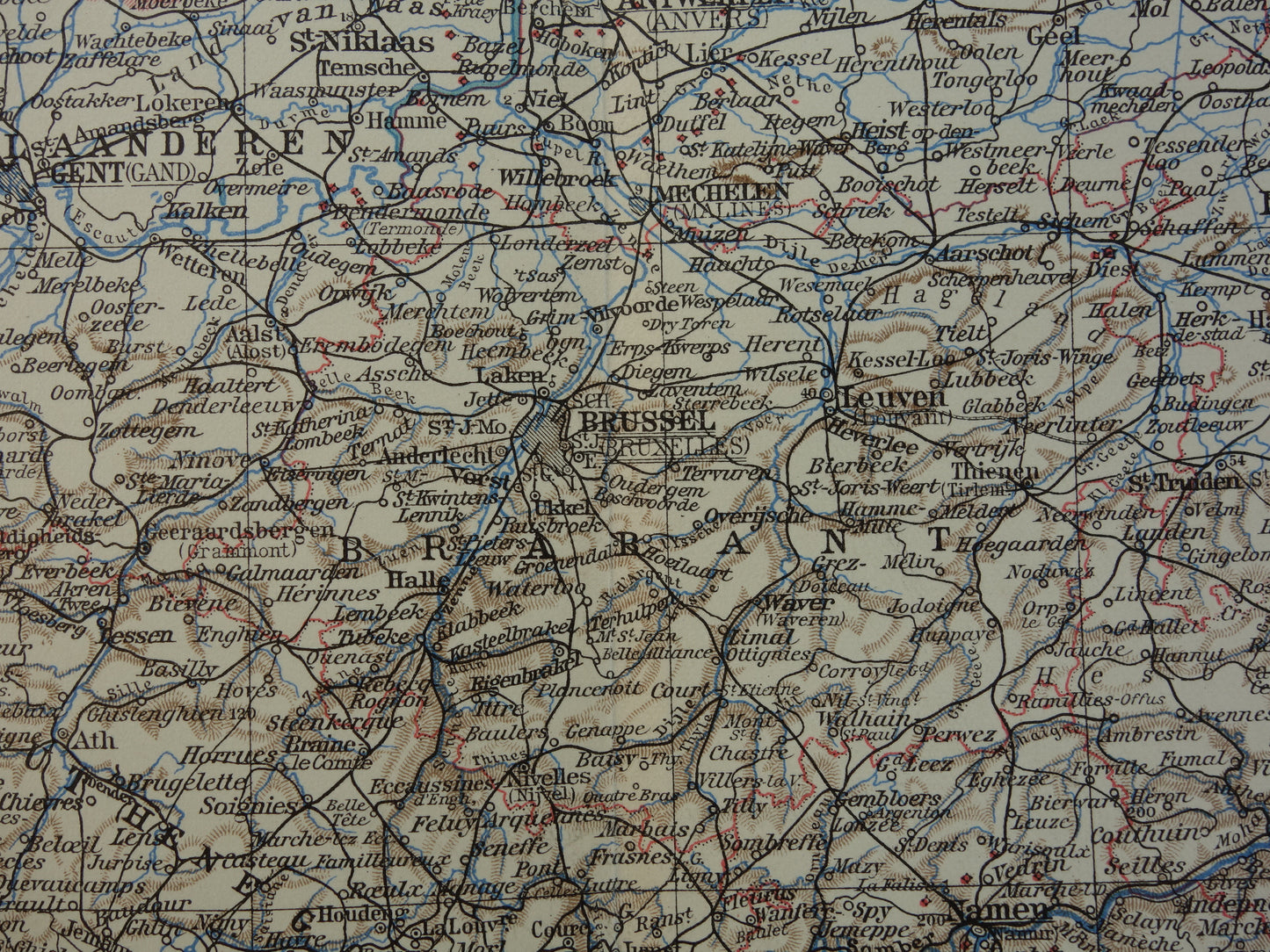 BELGIE Oude kaart van België uit 1932 originele vintage Nederlandse landkaart Taalgrens