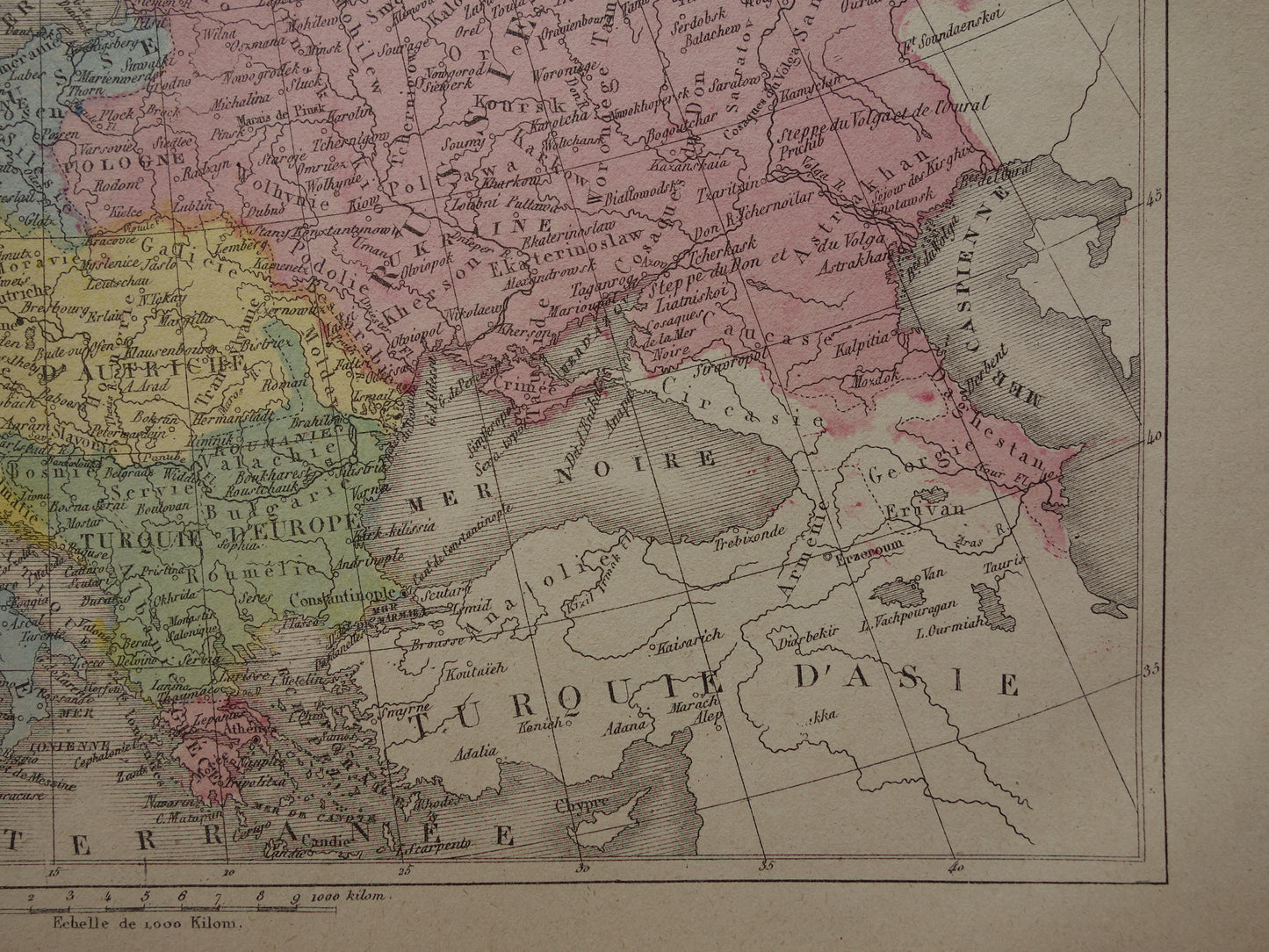 Oude kaart van Europa uit 1877 originele antieke handgekleurde landkaart continent Europa