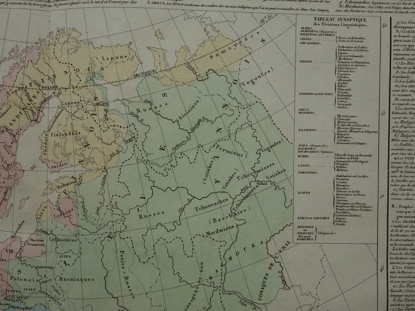 EUROPA oude kaart van Europa uit 1830 over taal en volken Antieke Landkaart Linguïstisch