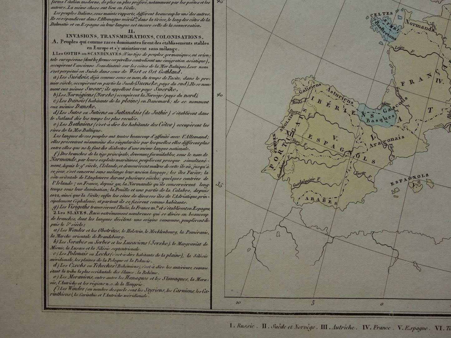 EUROPA oude kaart van Europa uit 1830 over taal en volken Antieke Landkaart Linguïstisch